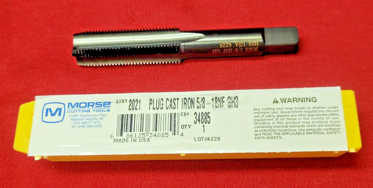 5/8-18 NF HSS Morse MT7934885 GH3 Plug HAND Tap For Cast Iron USA US Seller