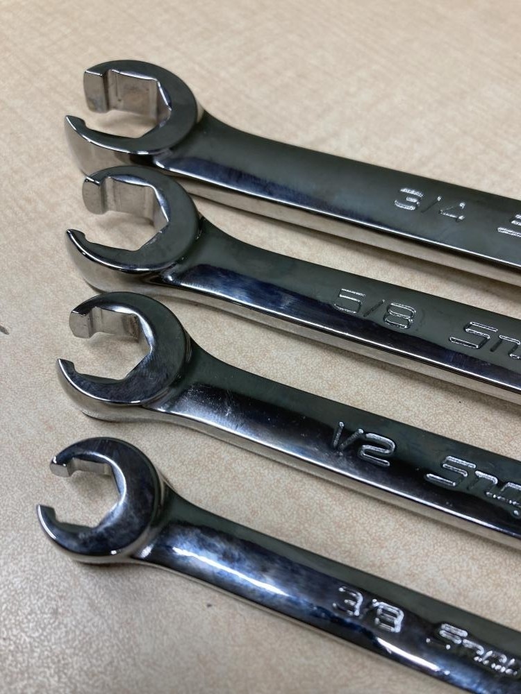 Snap-on RXFS Series SAE 6 Point Double End Flare Nut Wrench 4Pc Set [Used]