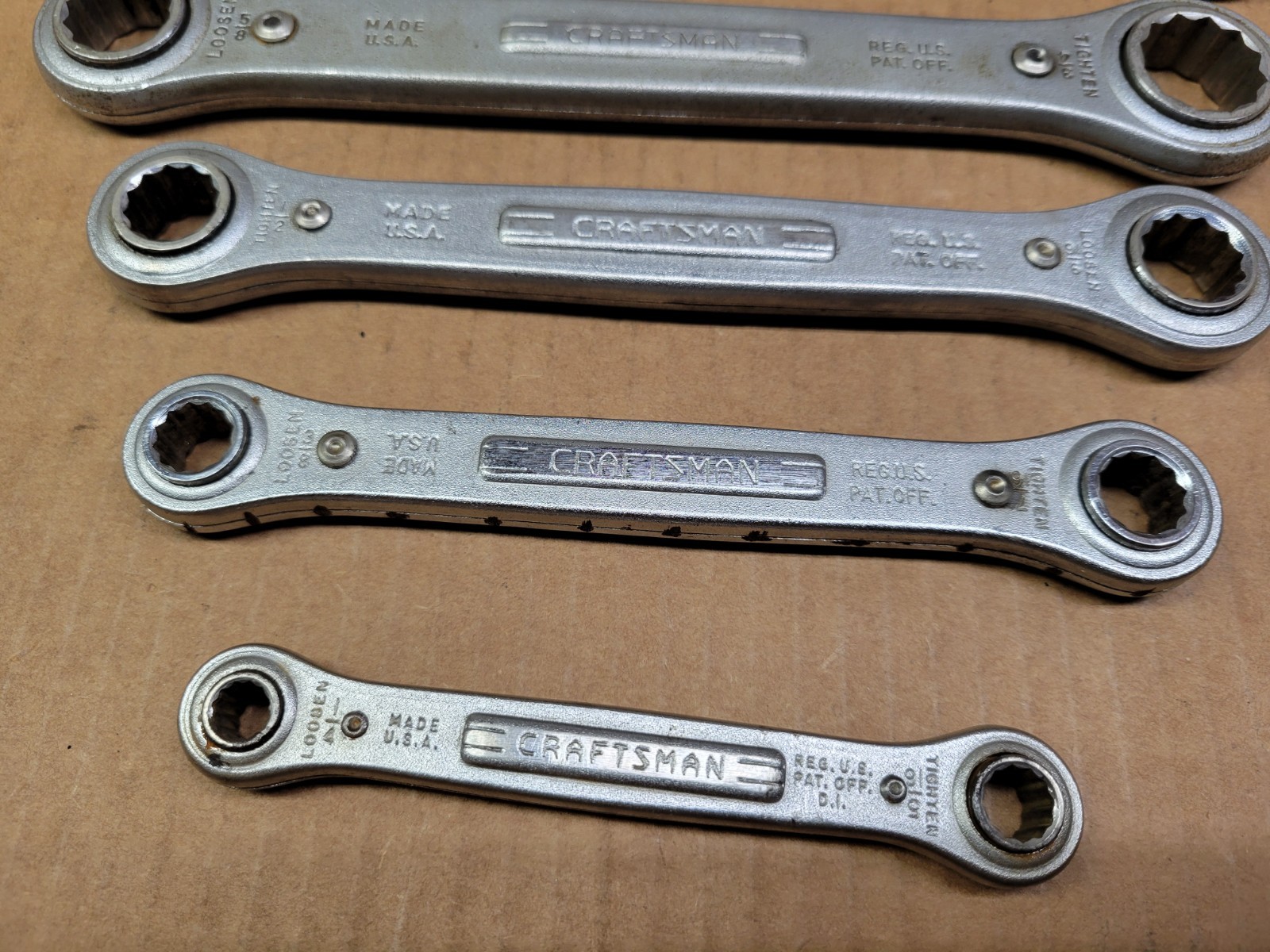 Vintage Craftsman USA 5-Piece ratcheting Box End Wrench Set