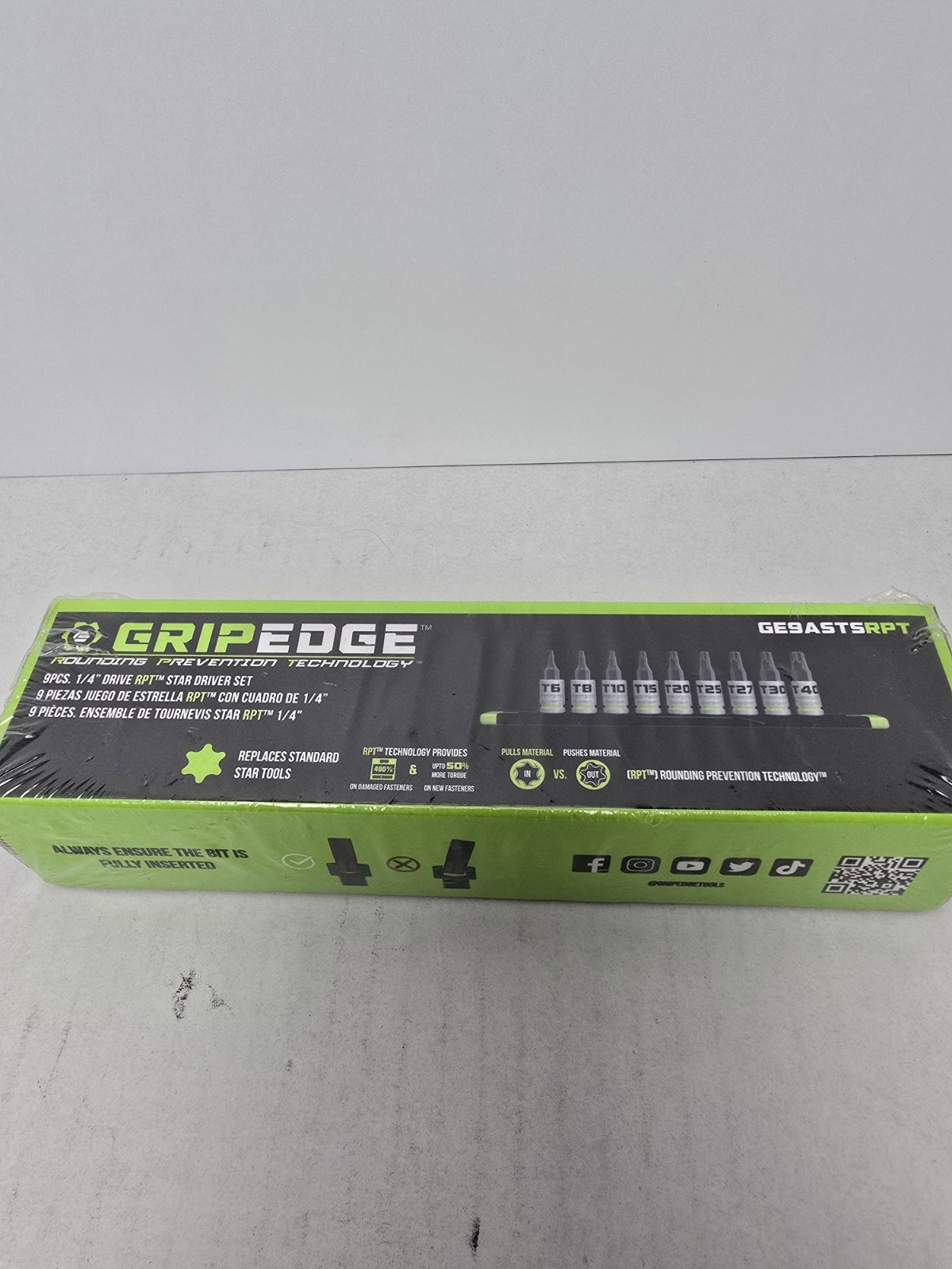 GRIPEDGE Tools | 9PC RPT Star Driver Set | Sizes T6 – T40 | 1/4» One Size