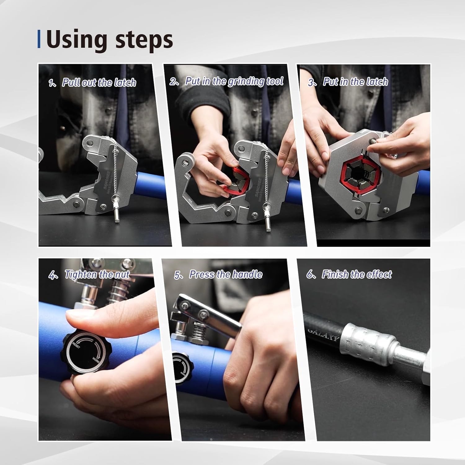 BANCHEE Hydraulic Hose Crimper AC Crimping Tool for Barbed and Beaded Blue