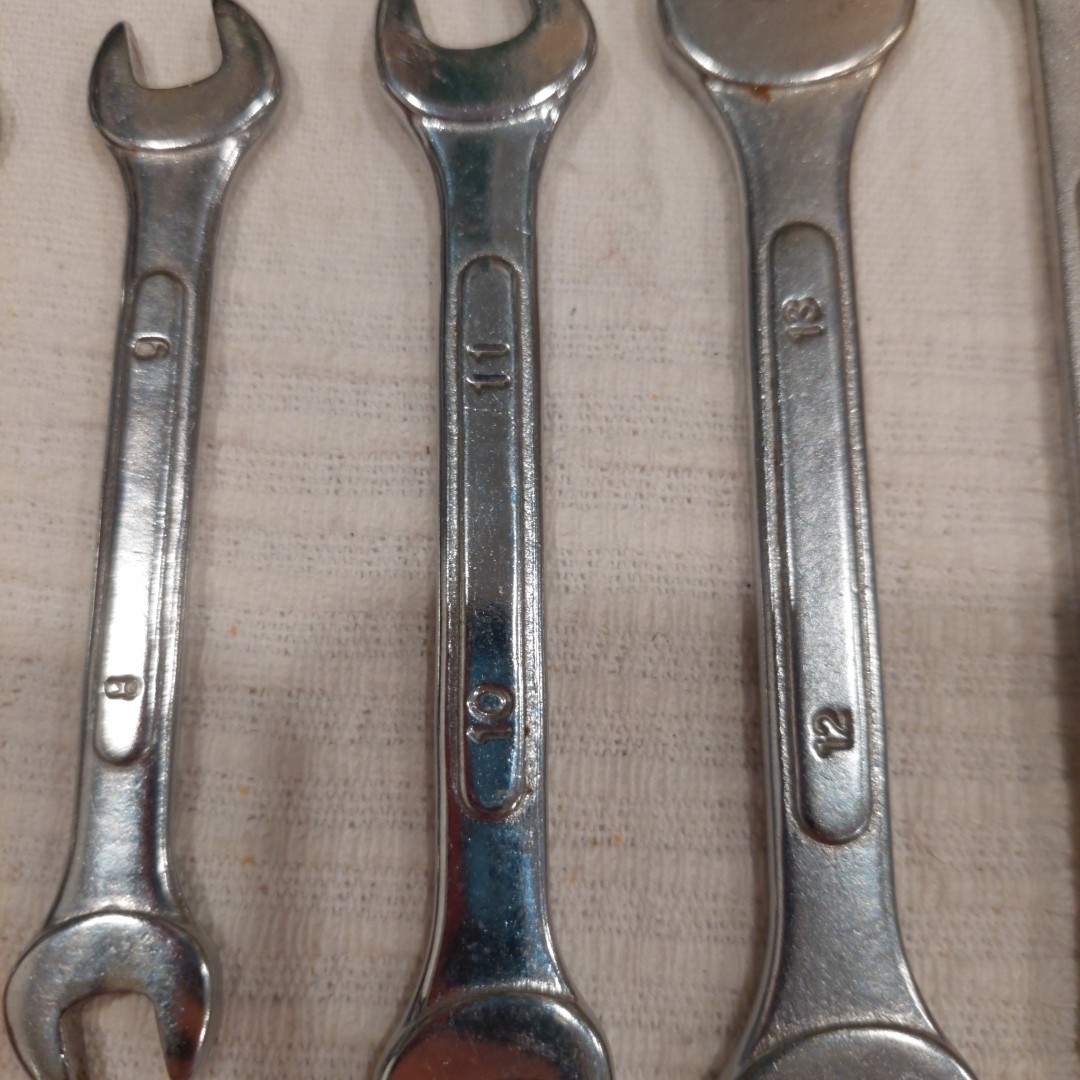 Nine Drop Forged Mixed Wrench Set 1/4in To 23mm Open End And 12 Point Box Ends