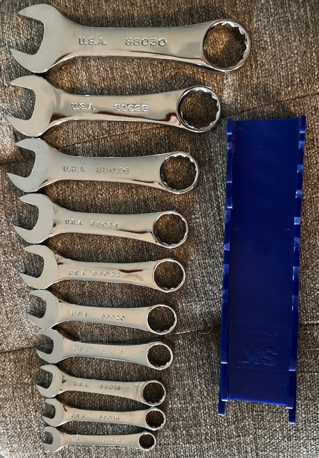 S & K 10 Pc Stubby Combo Wrench Set 3/8″-15 /16″ 12Pt Offset 88030