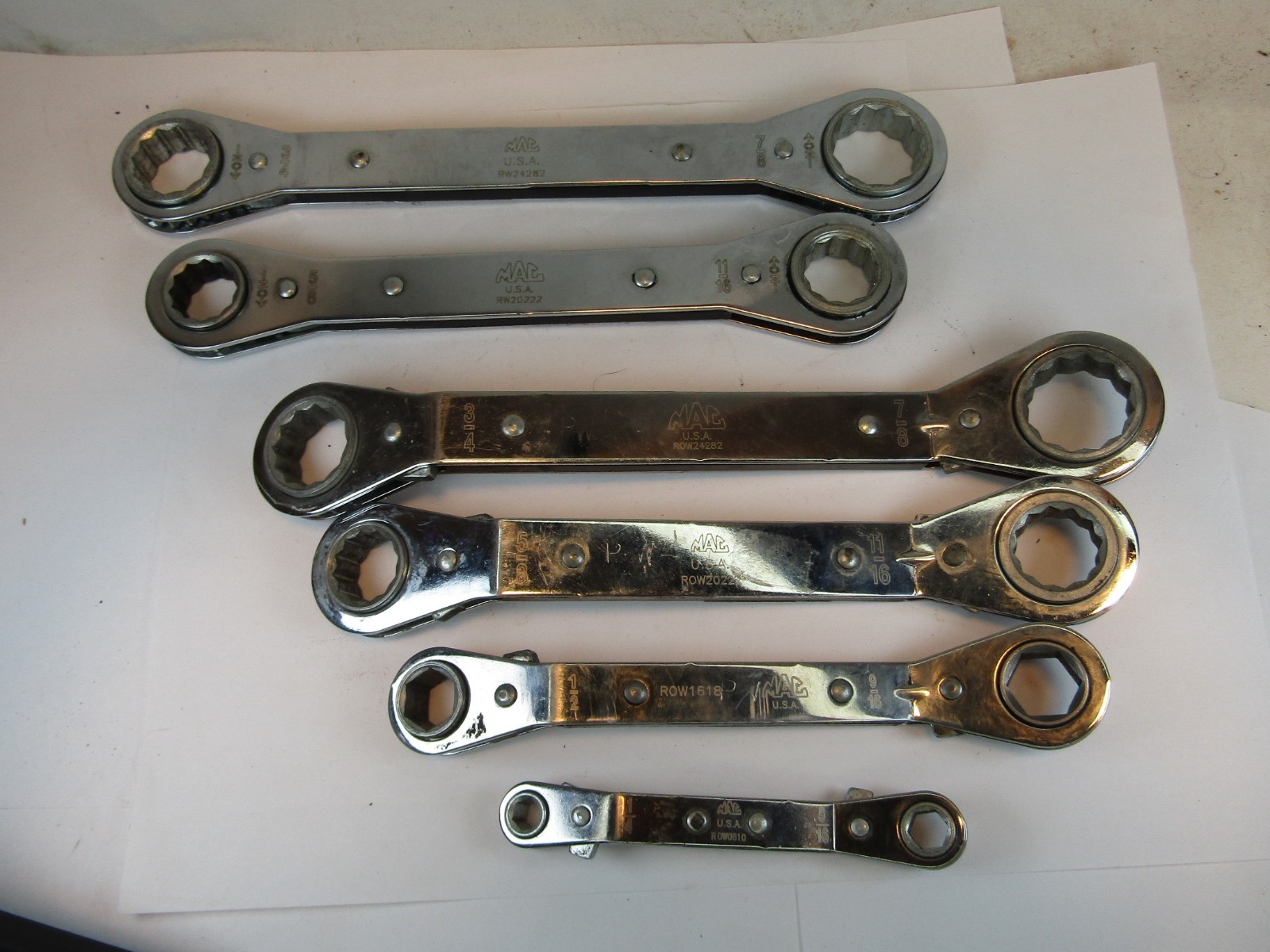 Mixed Set of 6 MAC Tools Ratcheting Box End Wrench – 4 Offset SAE