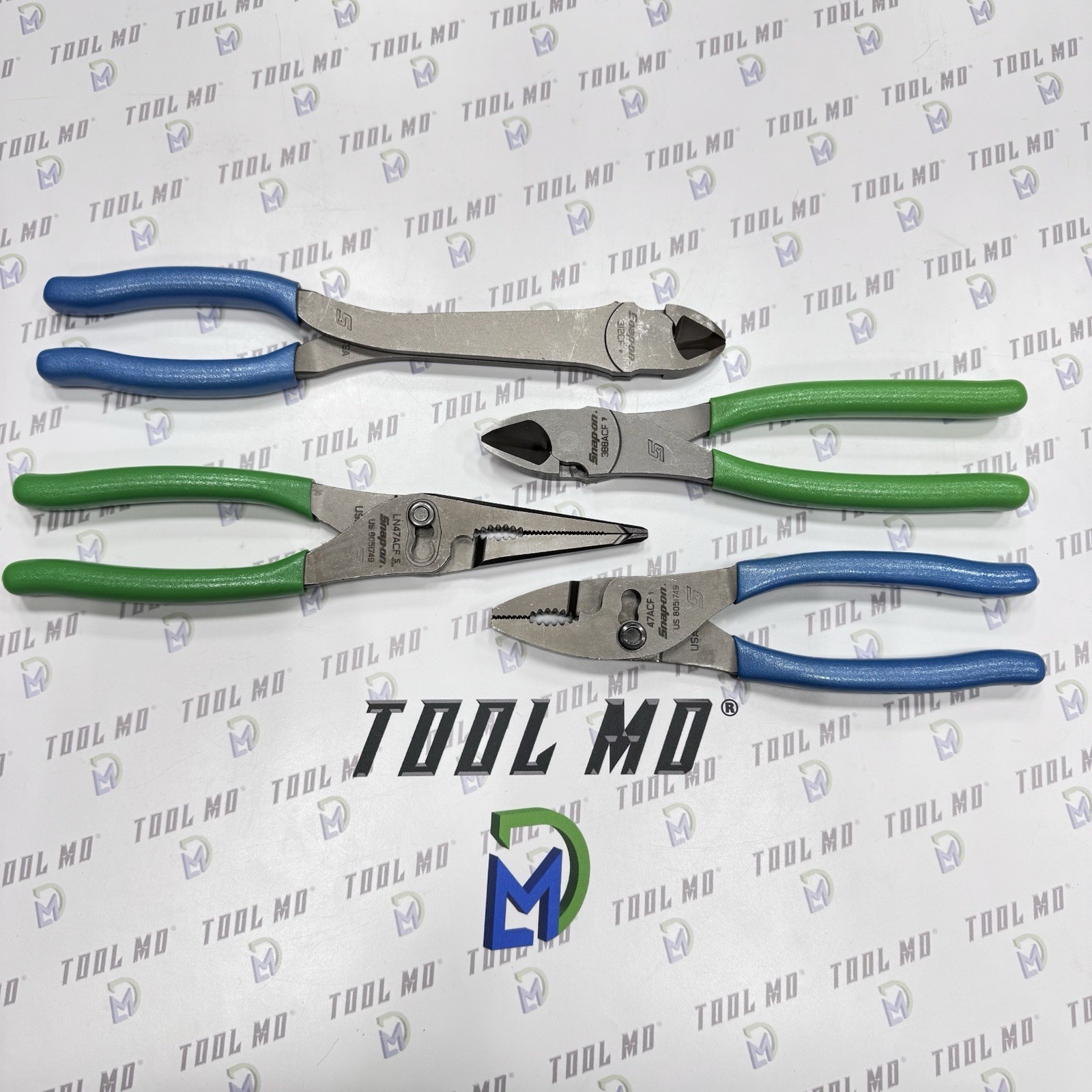 Snap-on Tools USA NEW 4pc PEARL BLUE & GREEN Plier Set w/ To-Go Bag 312CF 47ACF