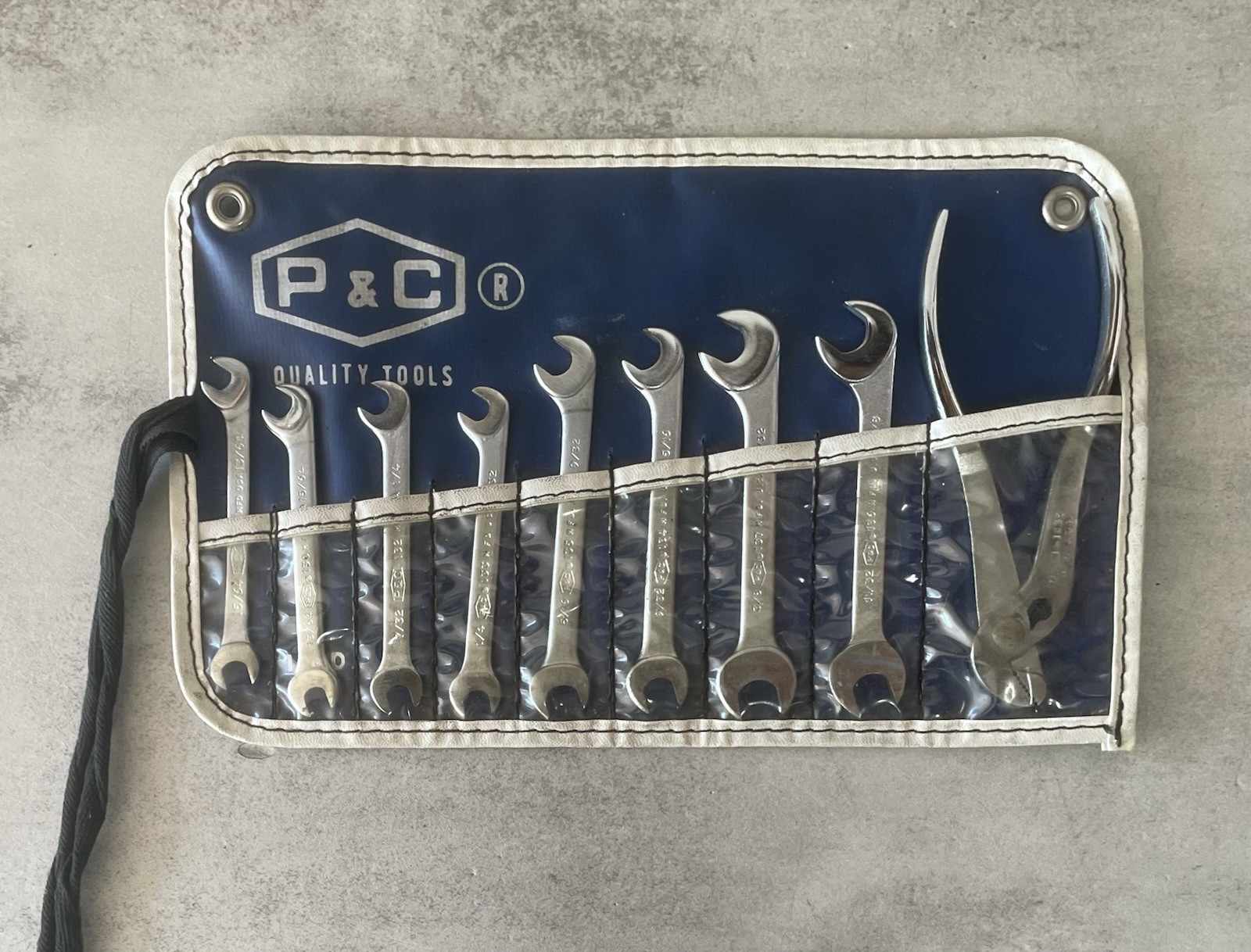 Vintage P&C 140D Midget Open End Wrench Set 130-137 USA w/ Pliers