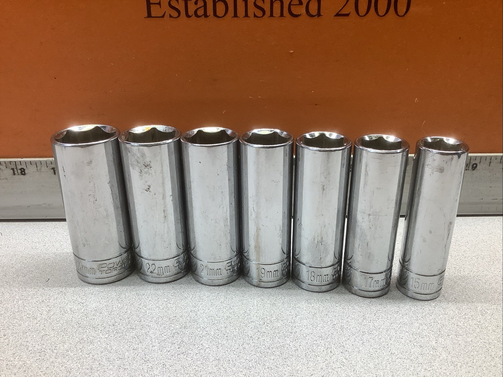 Power Torque (O’Reilly) 3/8 Drive Deepwell Metric Sockets 6 Point 7 Piece.