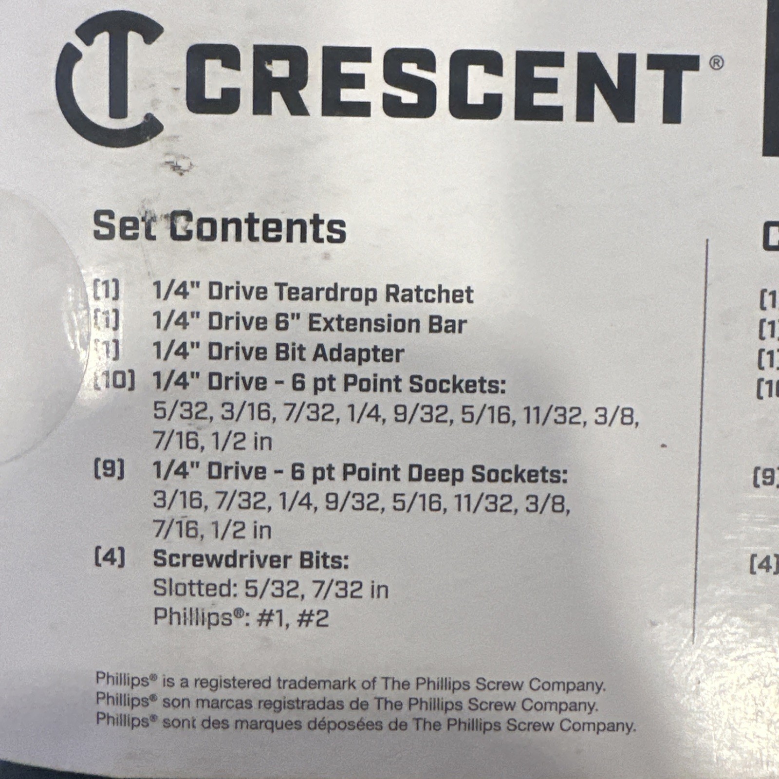 Crescent 1/4″ Drive SAE Mechanic’s Socket Set – 26 Piece