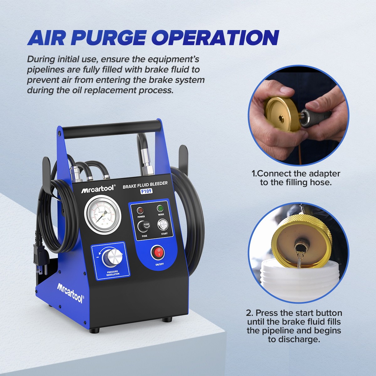Electric Brake Bleeder Machine 0.7-2.5 Bar & 17Pcs Master Cylinder Bleeder Tool