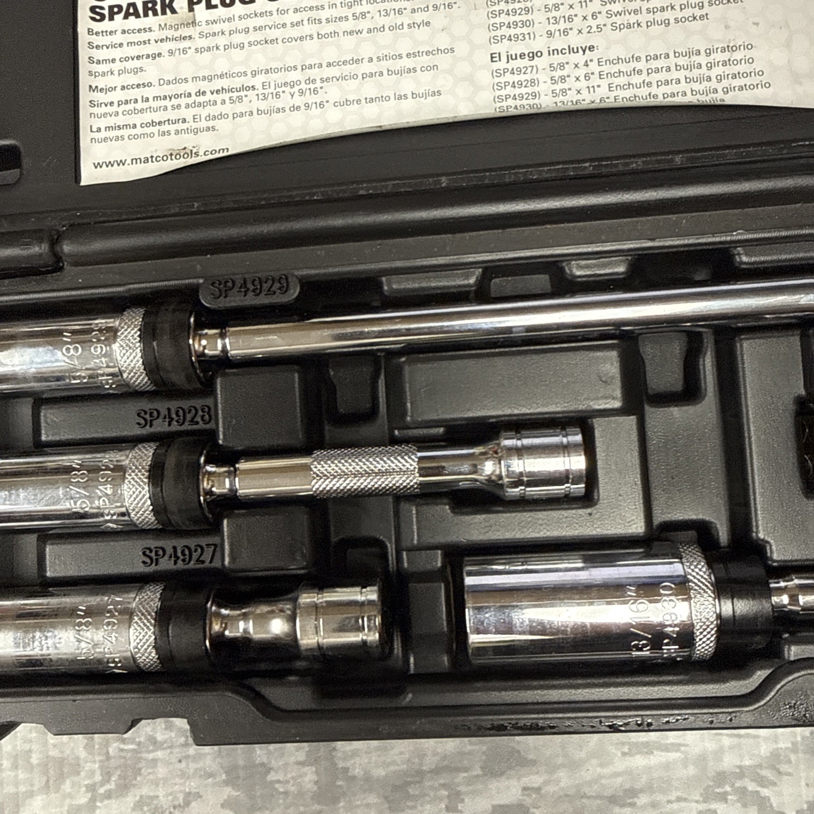 Matco Tools SPK5M Magnetic 5pc Spark Plug Service Set with Case