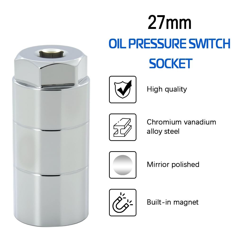 Metal Oil Pressure Switch Socket for Easy Replacement – 3/8″ & 1 1/8″ Drive