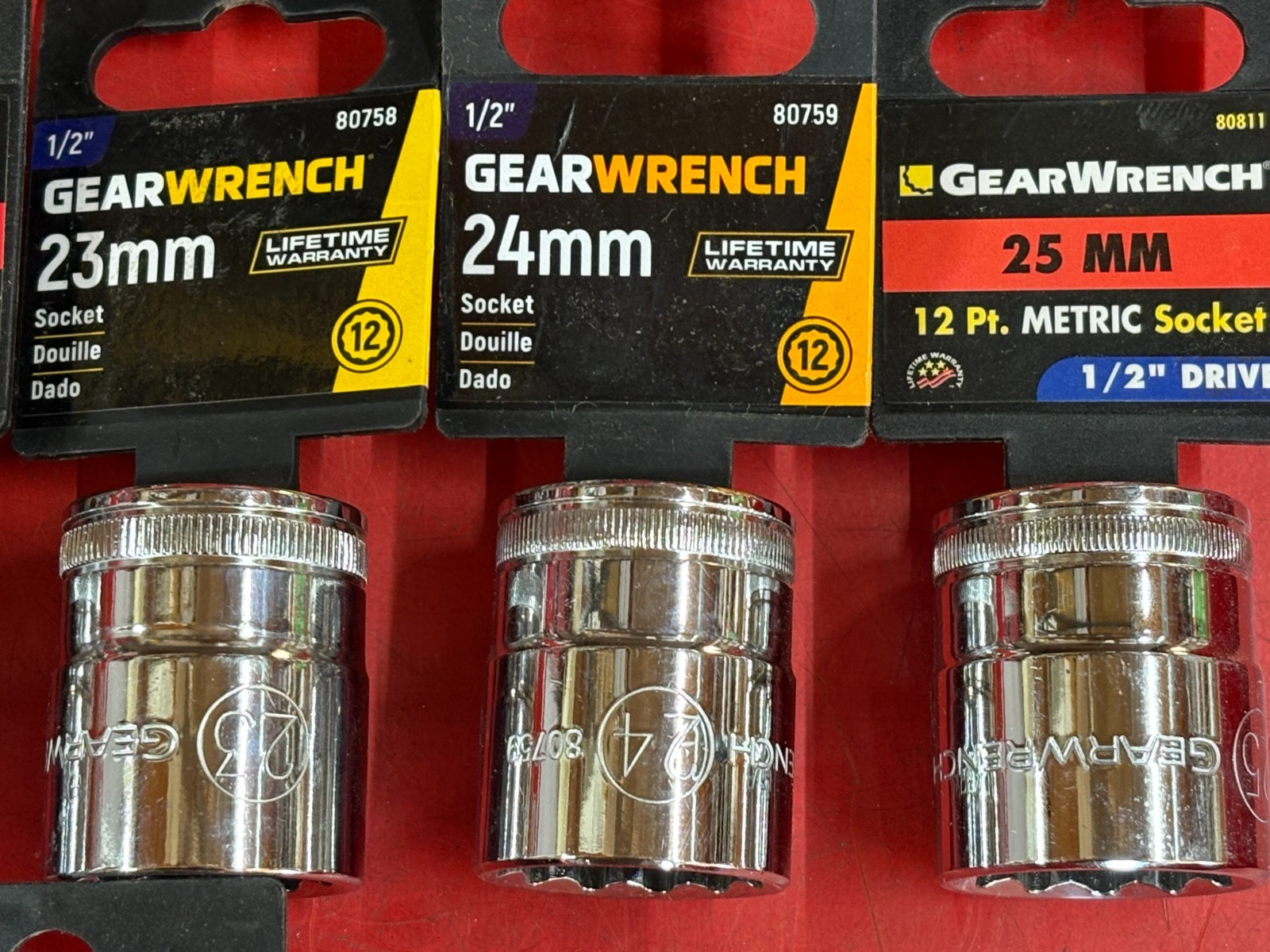 GEARWRENCH (24) PIECE 8mm-36mm 1/2″ DRIVE 12 POINT METRIC STANDARD SOCKET SET P
