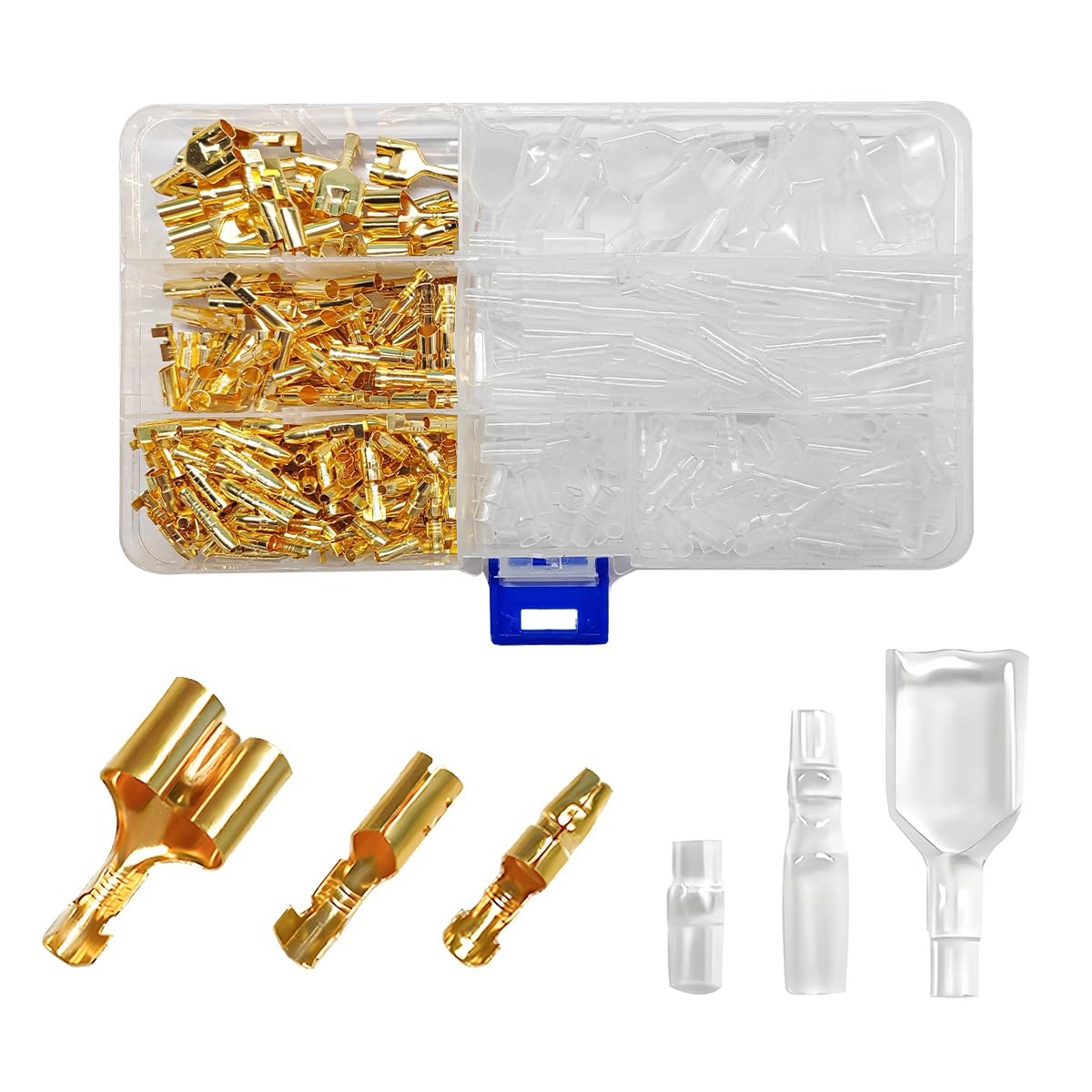 YTFRL 320PCS Double Bullet Wire Connectors, 3.9mm 3.5mm Golden+Transparent