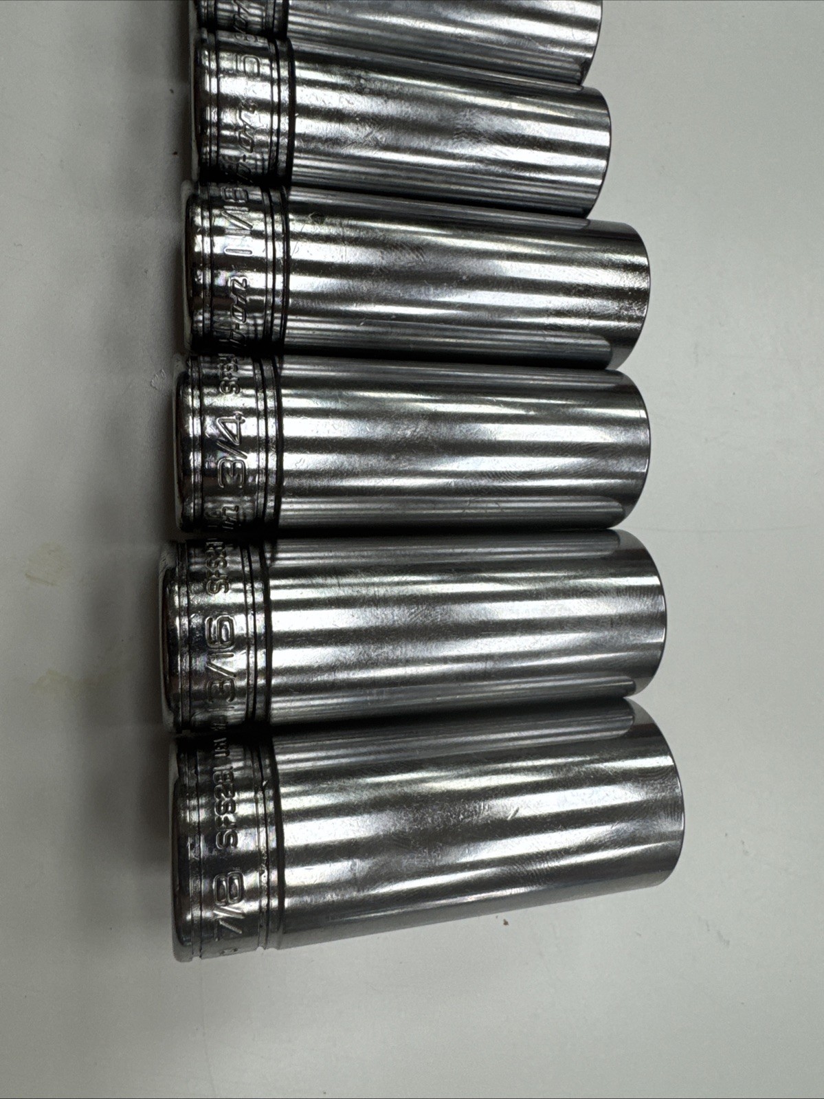 For Snap-on Tools 11pc 3/8″ Drive SAE 6 Point Deep Chrome Socket Set 211SFSY