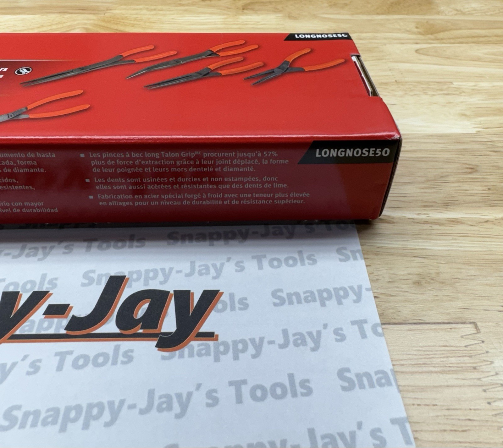 Snap-on Tools USA NEW 5pc ORANGE Talon Grip Needle Nose Plier Set LONGNOSE5O