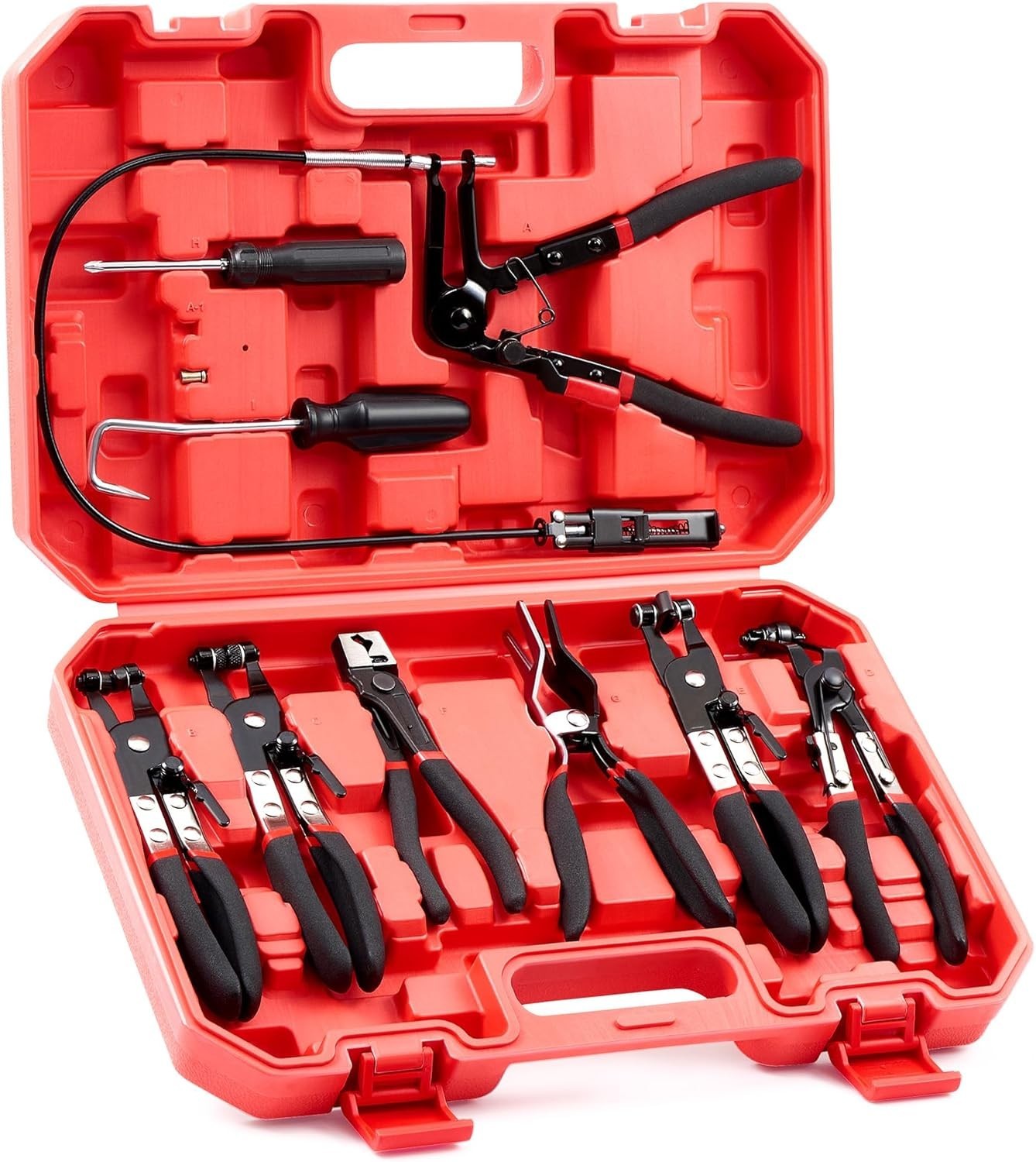 9-Piece Hose Clamp Pliers Set for Automotive Repairs, Alloy Steel, Black