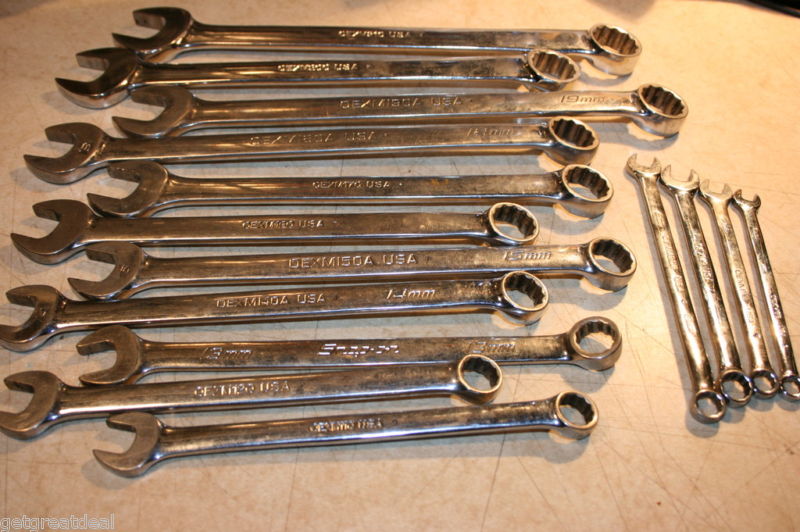 Snap-On tools Standard & SHORT Length Metric Wrench Set 21-8MM 15pcs