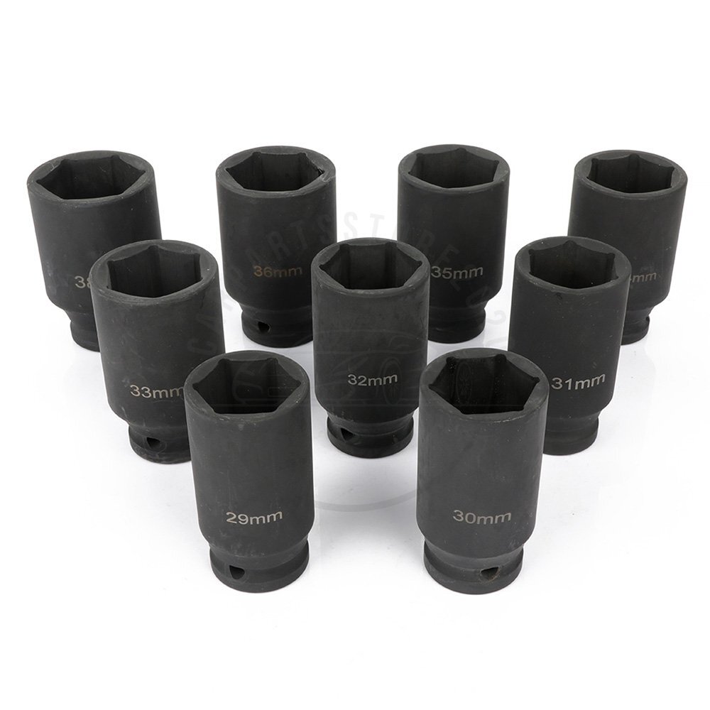 9 Pieces/Set Deep Impact Axle Hub Nut Socket Set 1/2″ Drive 29-38mm