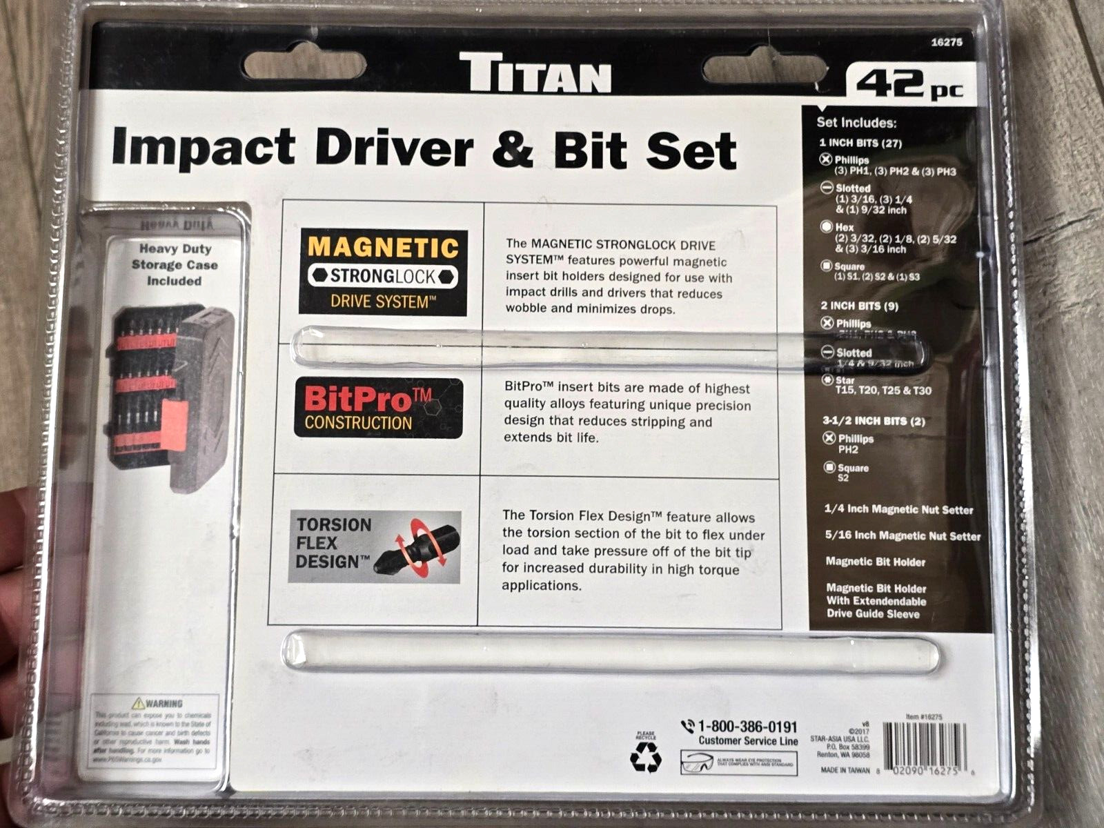 Titan Tools 42pc 1/4″ Hex Quick Change Impact Screwdriver Bit &Adapter Set 16275