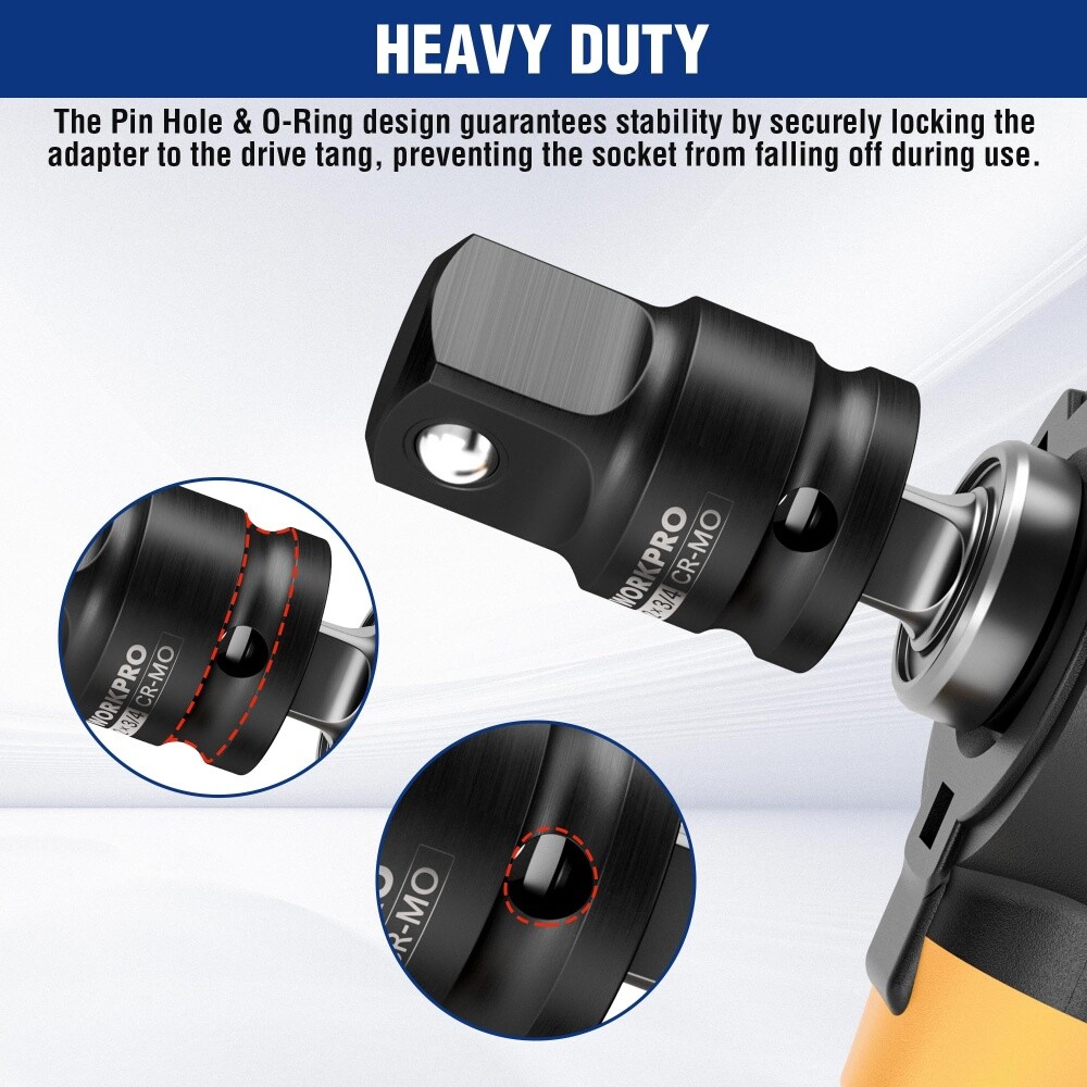 WORKPRO Impact Socket Adapter 1/2″ F to 3/4″ M Cr-Mo Steel Socket Adapter Set