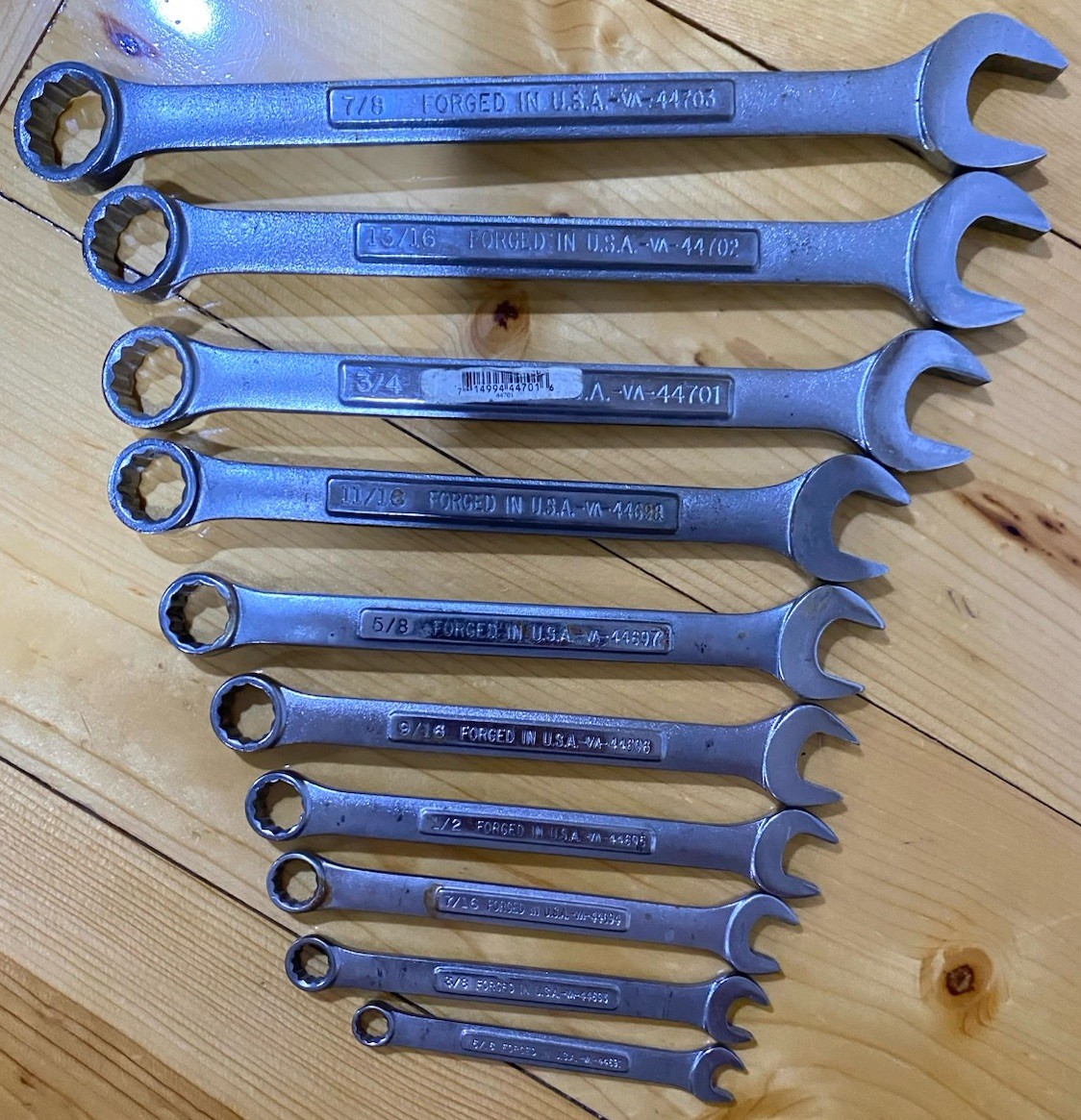 Vintage Craftsman 10pc SAE Combination Wrench Set -VA- Made in USA~ 5/16-7/8