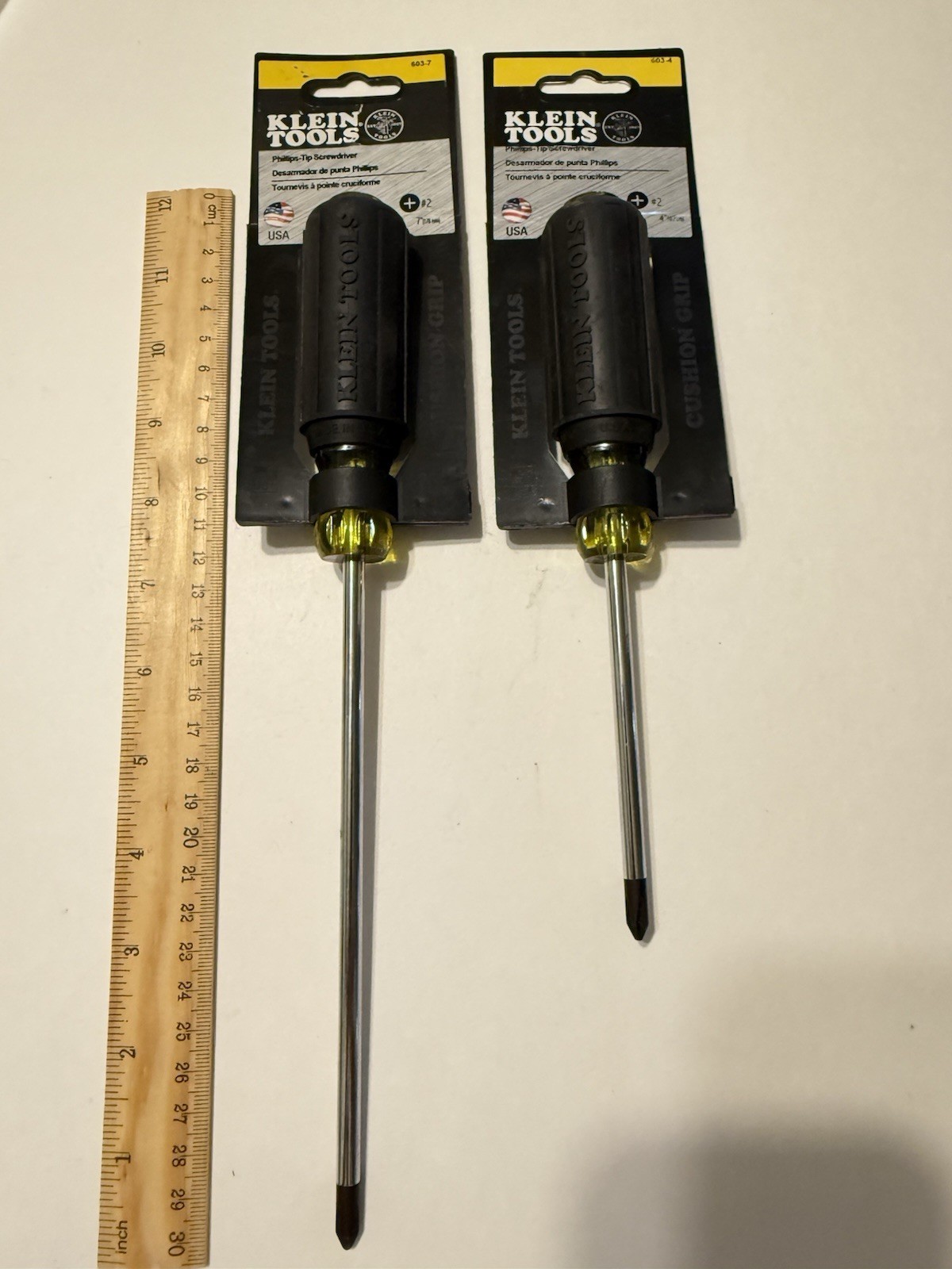 NEW Lot Of 2 KLEIN TOOLS 603-7 # 2 & 693-4 # 2 Cushion Grip Screwdriver USA