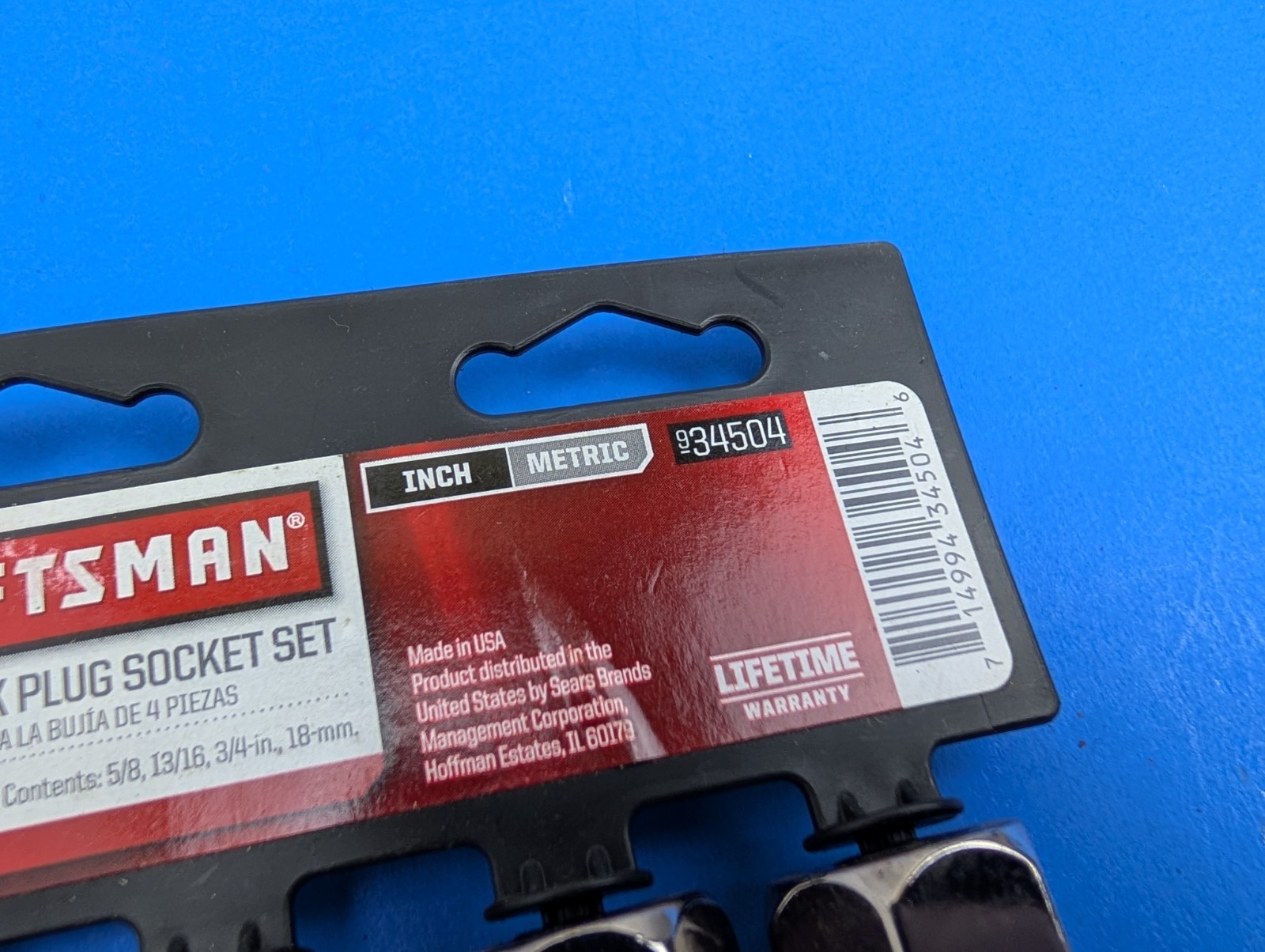 Craftsman 4PC ⅜» Drive Spark Plug Socket 18mm, 3/4″, 13/16″, 5/8″ USA 934504