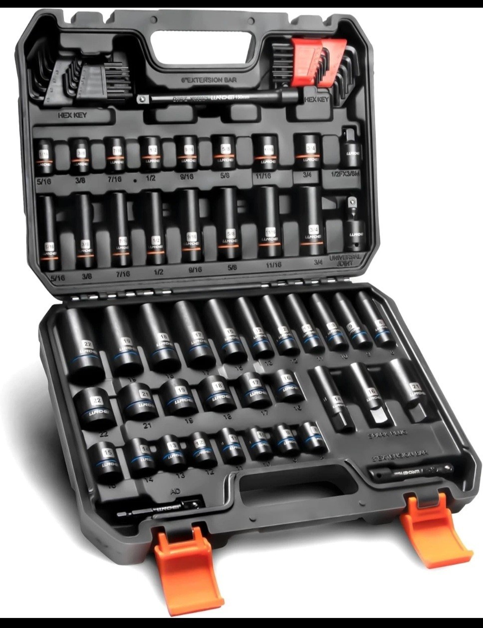 LLNDEI 3/8 Inch Drive 12 Point Socket Set 71 Piece SAE(5/16-3/4IN) Socket Set US