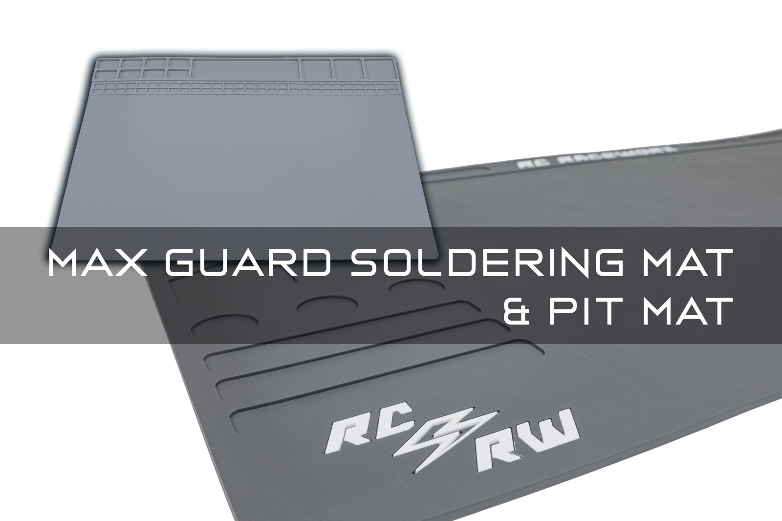TrackPack – RC Raceworx Flight Deck Pit Mat – Black and White + Soldering Mat