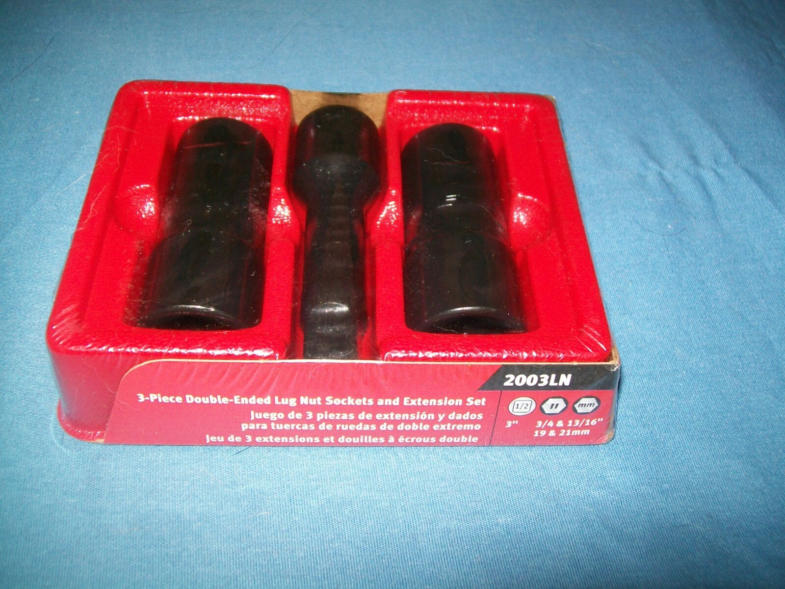New Snap-on™ 2003LN 19 / 21 mm 3/4″ / 13/16″ Flip LUG NUT Socket SET w Extension