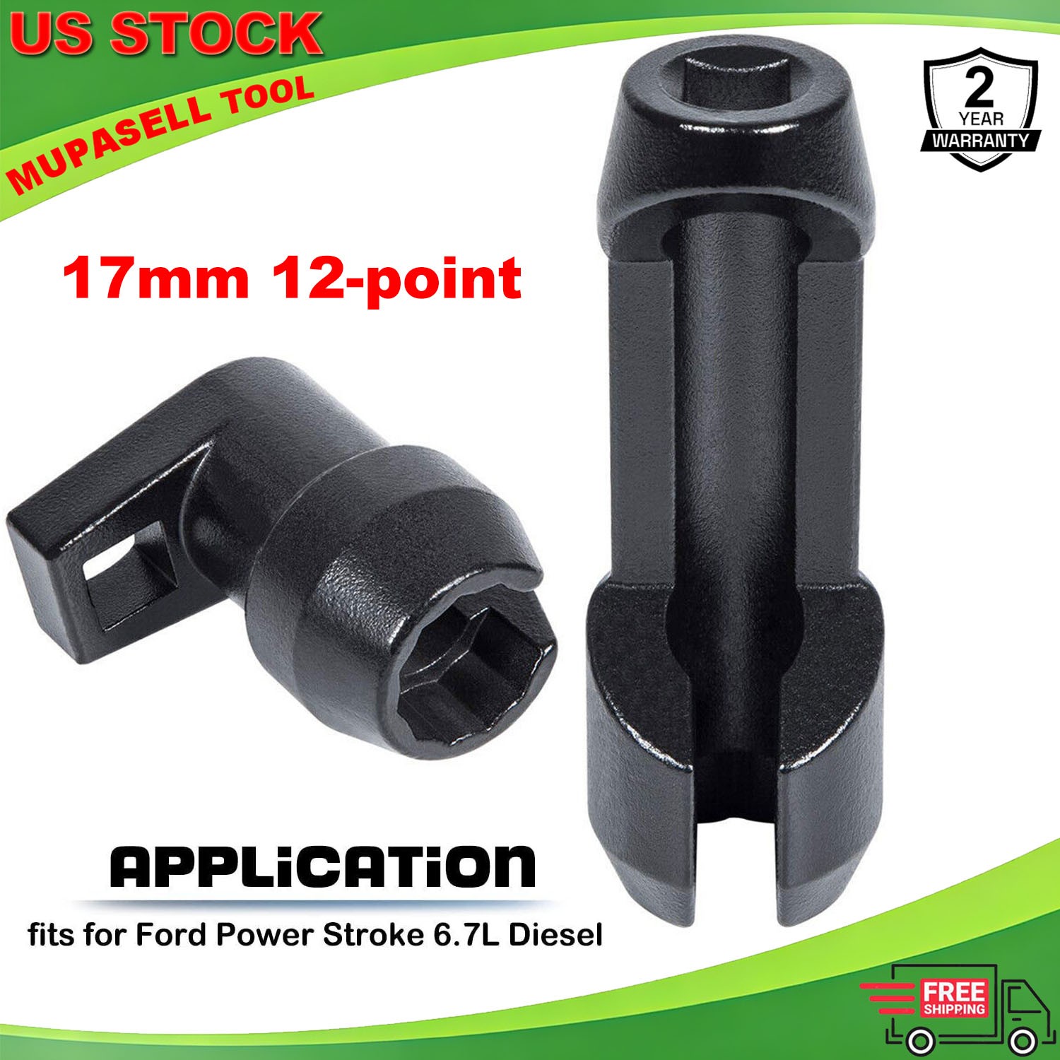 17mm Fuel Injector Line Flare Nut Socket Kit For Ford Power Stroke 6.7L Diesel