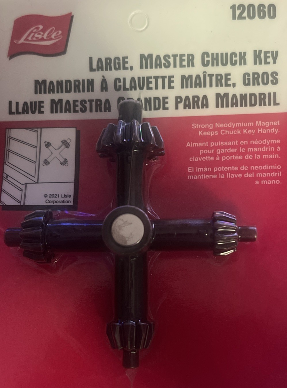 MAGNETIC MASTER CHUCK KEY LARGE 4 SIZES LISLE TOOLS 12060