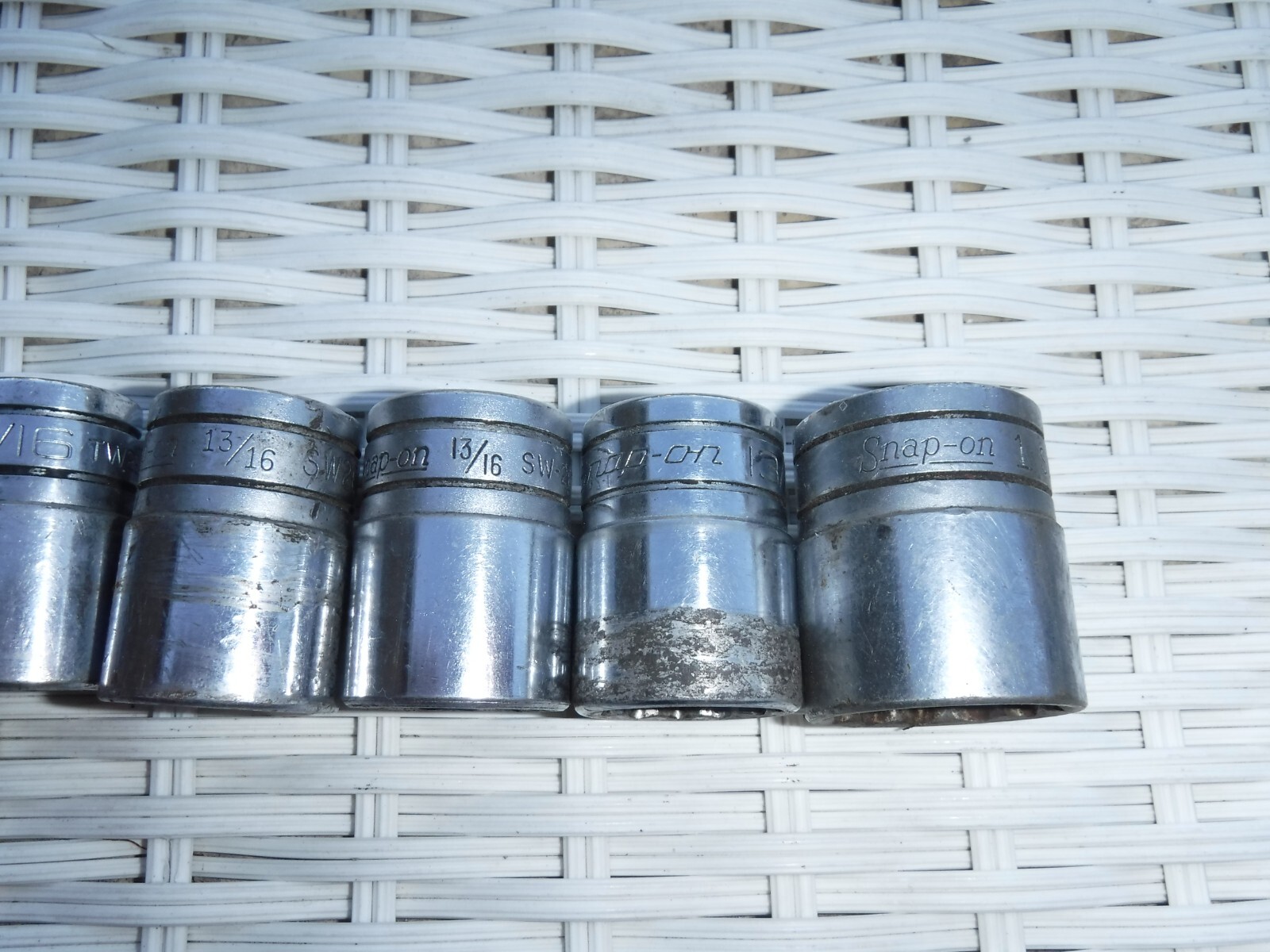 7pc Snap-on Socket Set 1/2in Drive – 3/8, 5/8, 11/16, 13/16, 13/16, 13/16, 1,