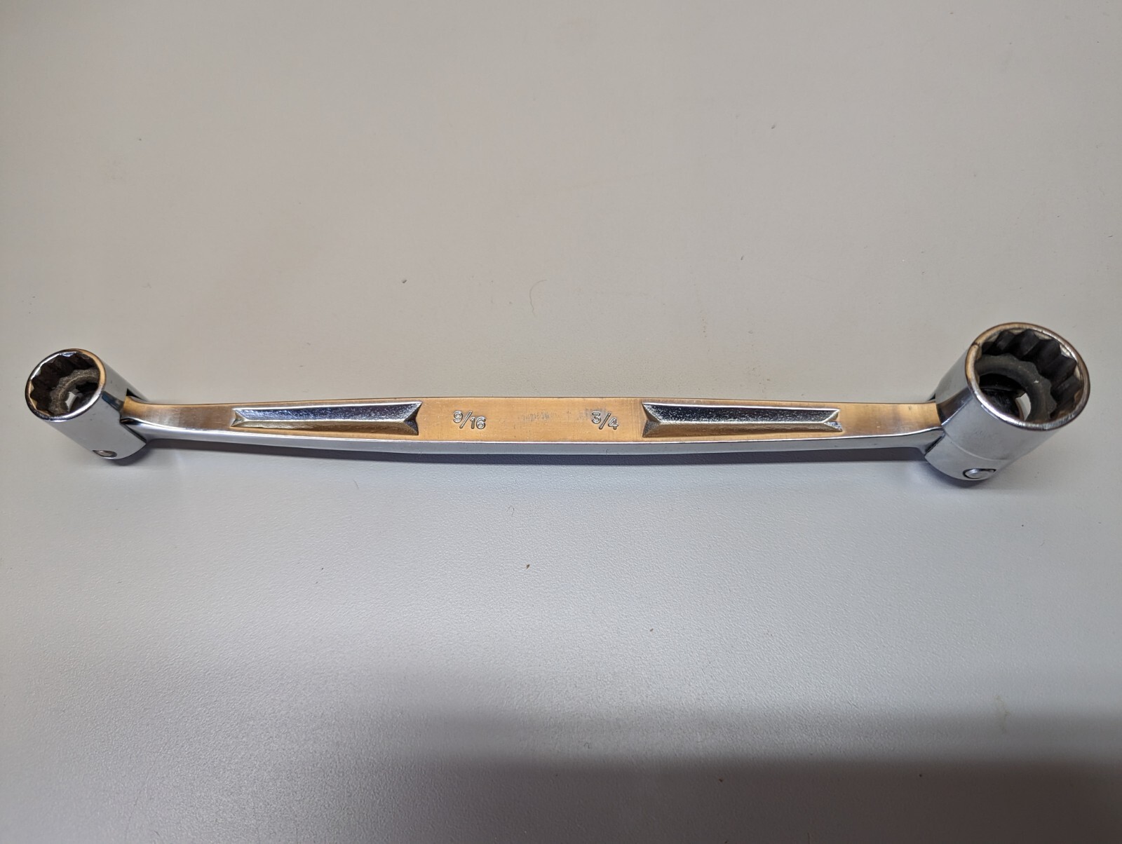 Snap-On FH1824 Rare Unmarked Double Flex Head Socket End Wrench 12pt 9/16″ 3/4″