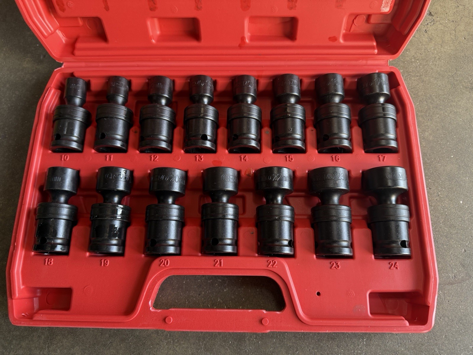 15PCS 1/2″ Dr. Shallow Swivel Universal Joint Impact Socket Set 10- 24mm 6Pts