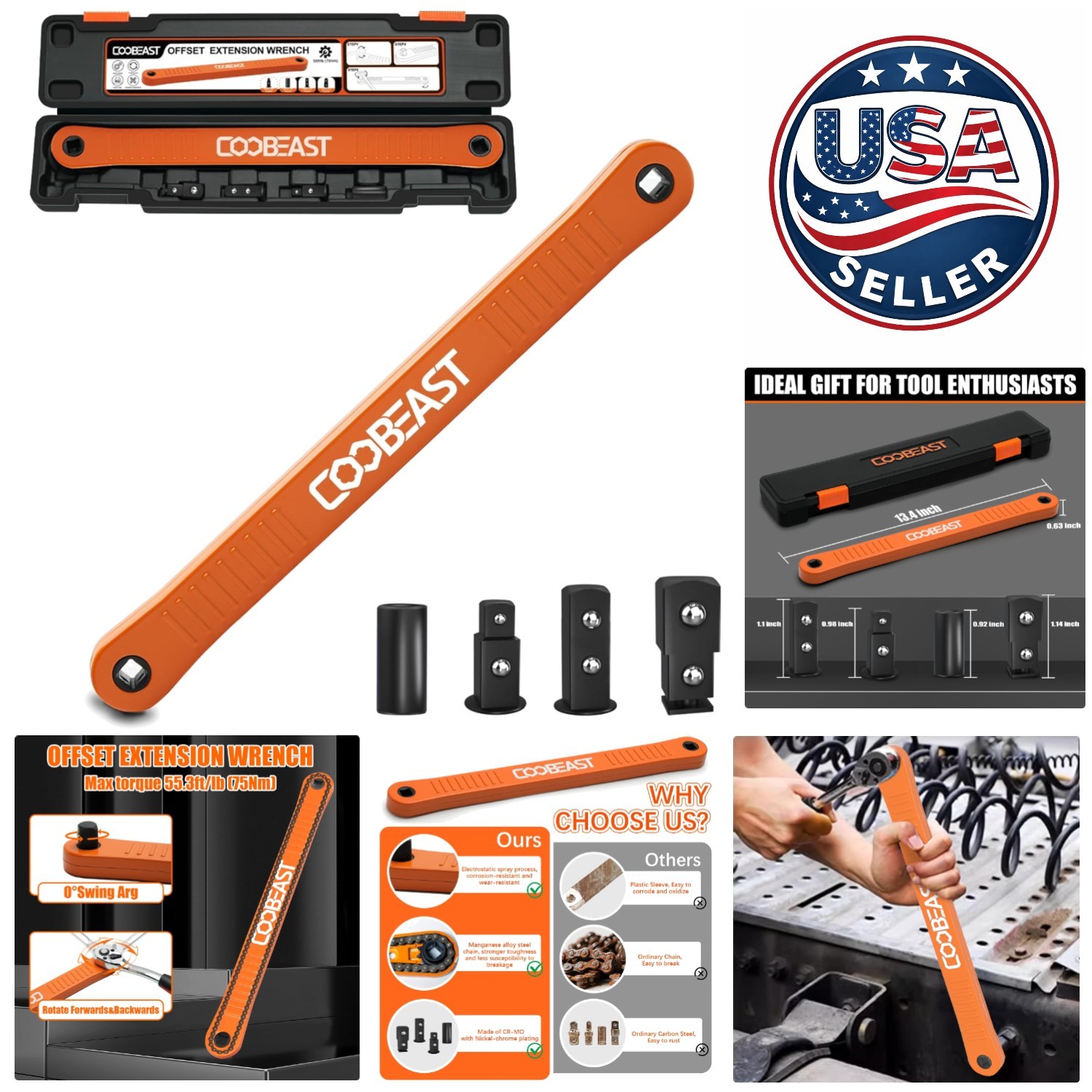 Efficient Wrench Extender Tool – 55.3 ft-lb Torque, Ideal for Automotive Repairs