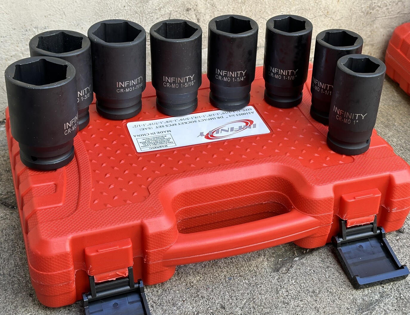 8pcs SAE Deep Spindle Axle Nut Impact Socket Set 6 Point Cr-mo 1” To 1-1/2”