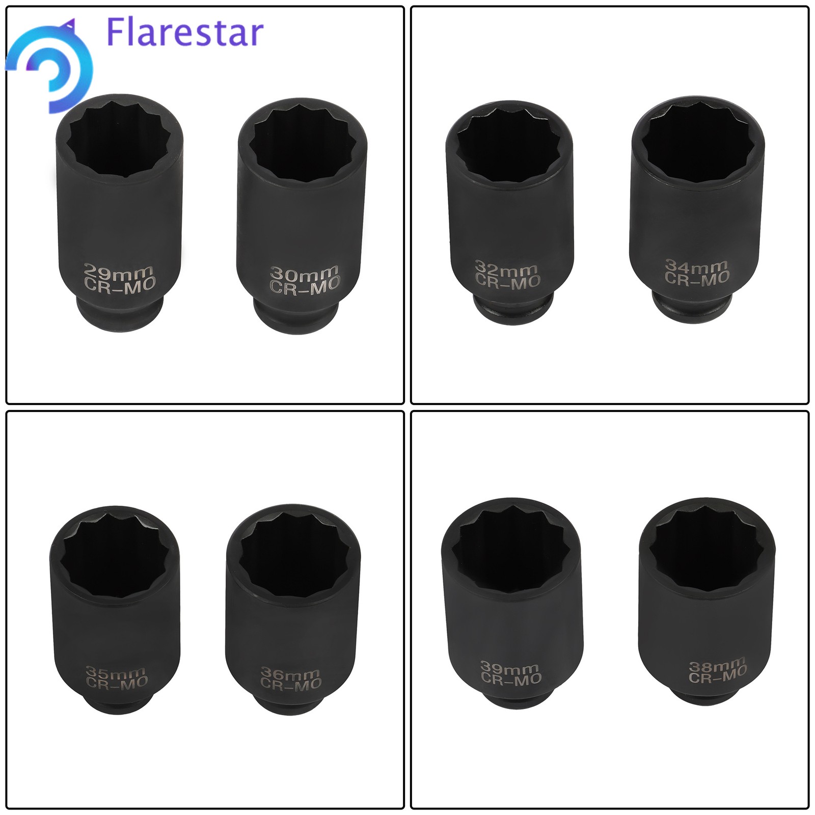 8Pcs 12 Point 1/2″ Drive Deep Spindle Axle Nut Impact Socket Set New