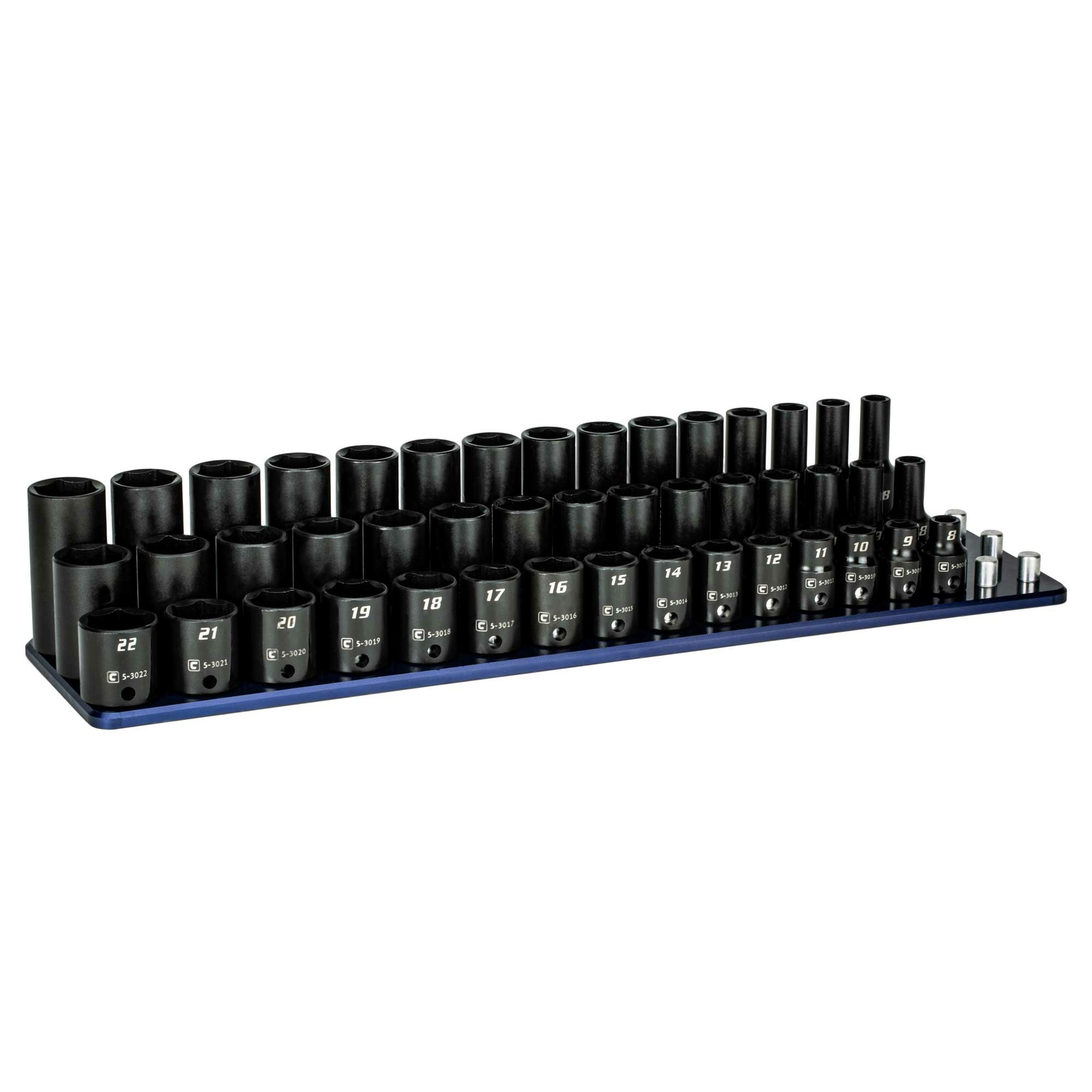 Capri Tools 3/8 in. Dr Shallow/Semi-Deep/Deep Impact Socket Set w/ Rail, Metric