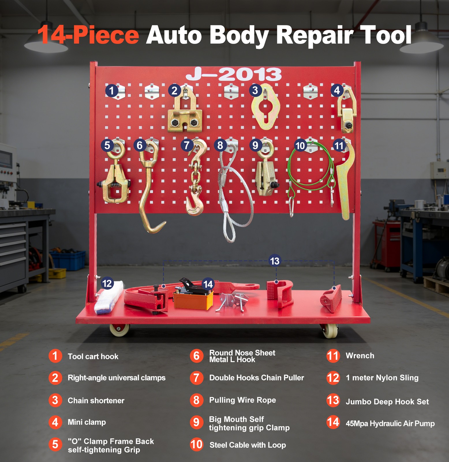 Auto Body Frame Puller Straightener 10T Car Frame Machine with 14PCS Repair Part