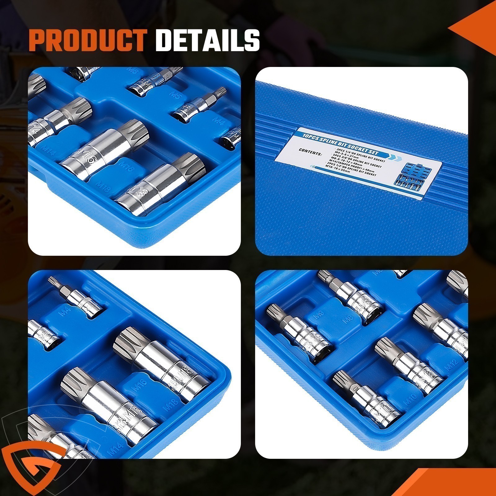 10PC XZN 12 Point MM Triple Square Spline Bit Socket Set Tamper Proof Long Reach