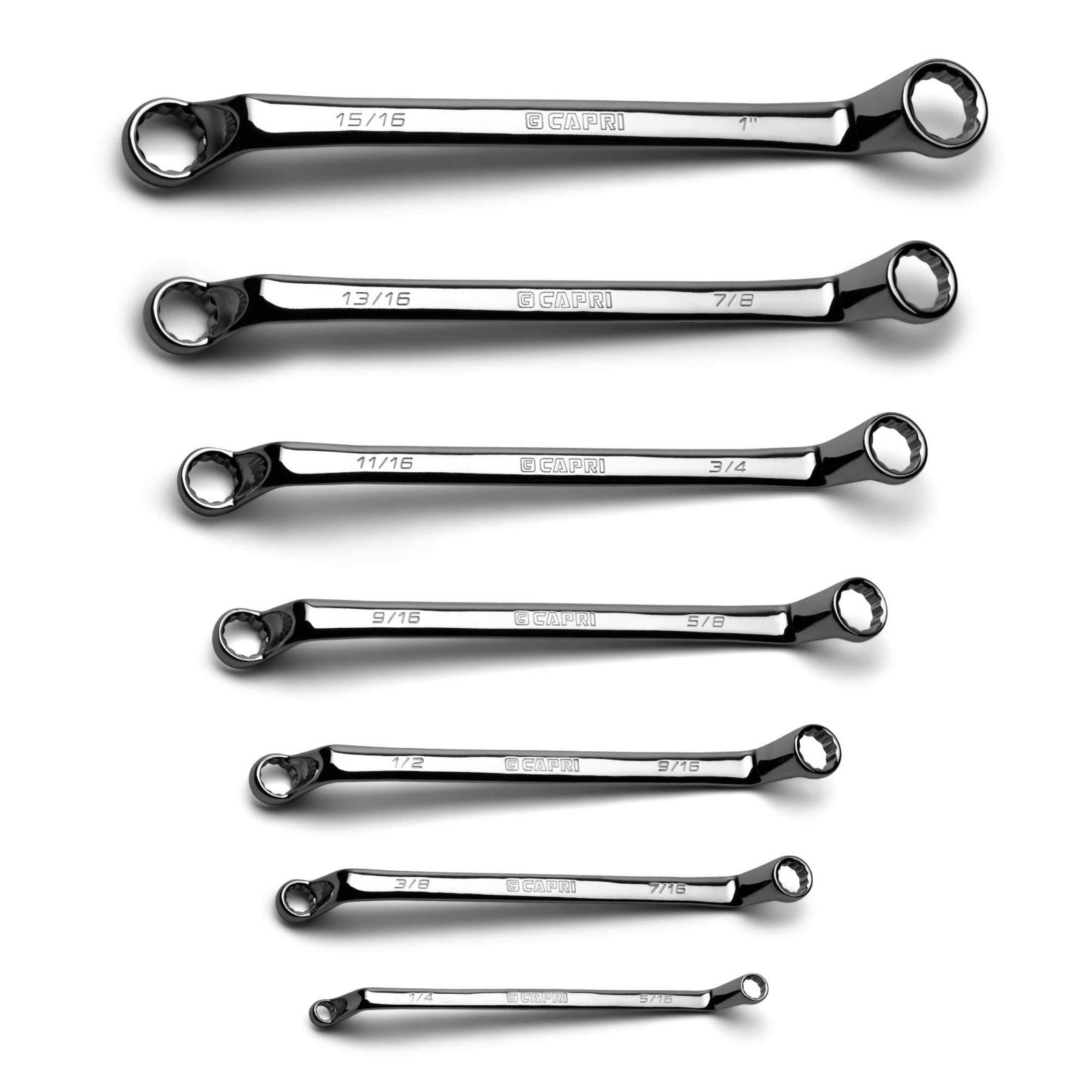 75-Degree Deep Offset Double Box End Wrench Set, SAE 7-Piece, 1/4″ to 1″, Canvas