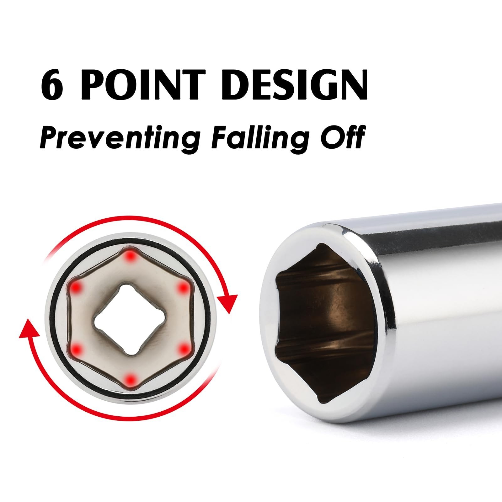4PCS 1/4″ Drive 15mm Deep & Shallow Socket Set, 6 Point Cr-V Steel Tools