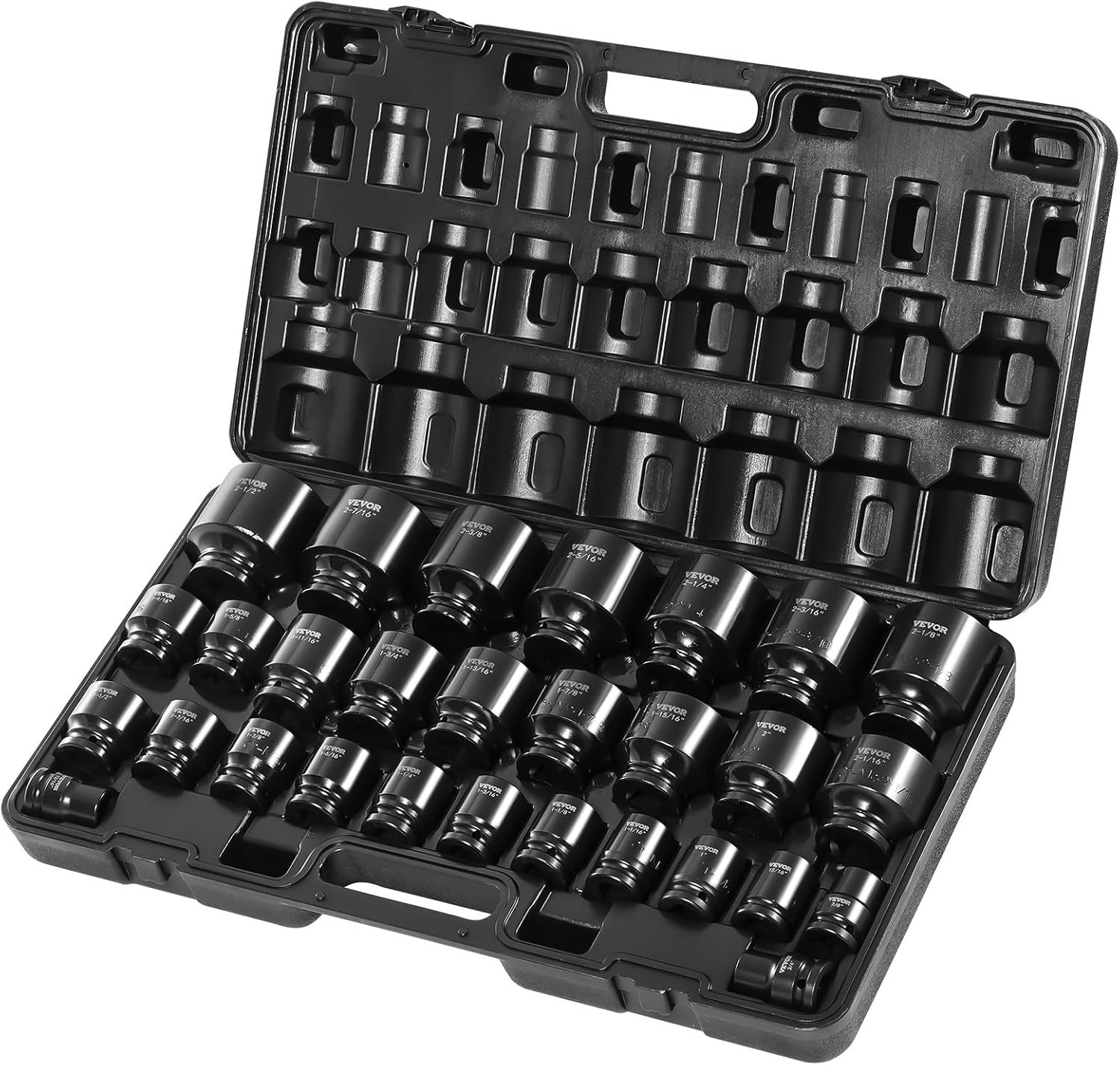29-Piece 3/4 Inch Impact Socket Set: Rugged 6-Point Design with Storage Case