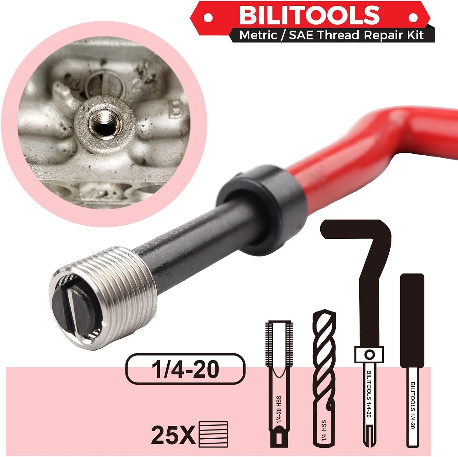 1/4-20 Inch Helicoil Thread Repair Set – Durable & Efficient for All Materials