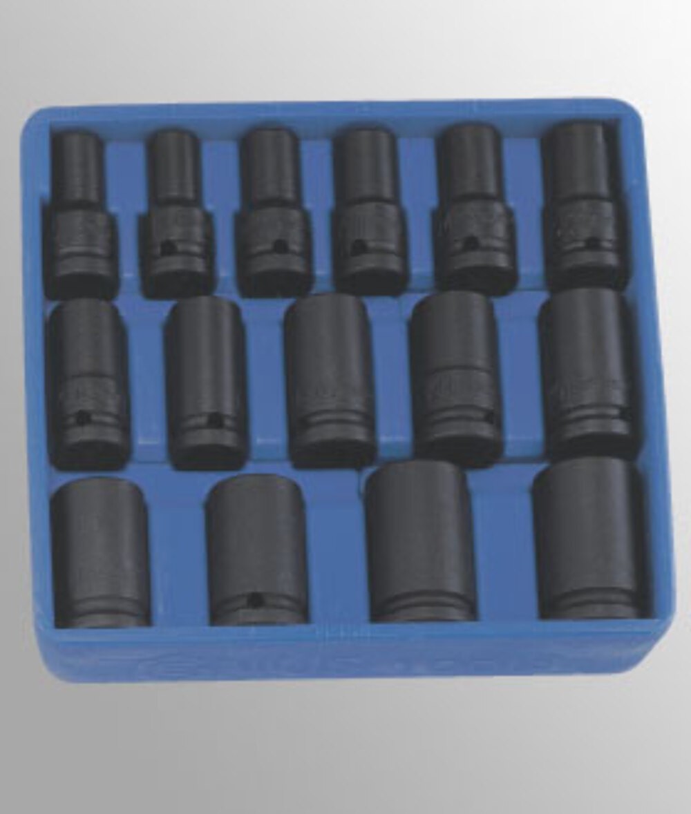 Genius Tools 15pc Thin Wall Semi-Deep Impact Socket Set 10–24mm 1/2″SD 6 Point