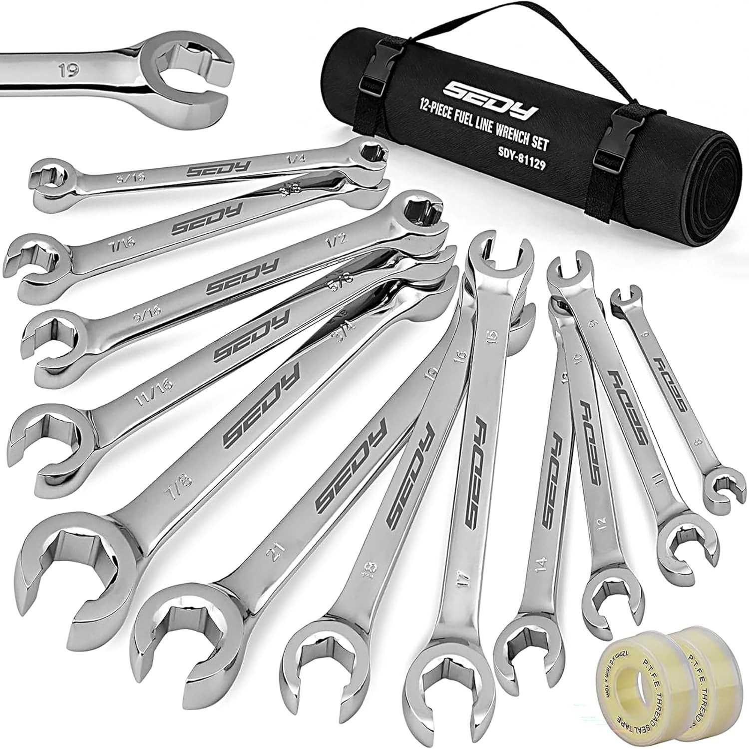 14PCS Flare Nut Wrench Set Metric & SAE Brake Line Offset 1/4″-7/8″ 9-21mm