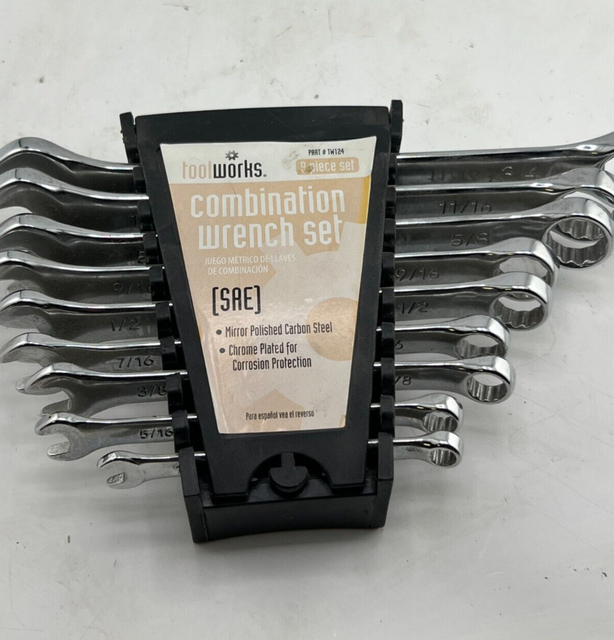 Toolworks Wrench 9 pieces SAE in Mirror Polished Carbon Steel TW124
