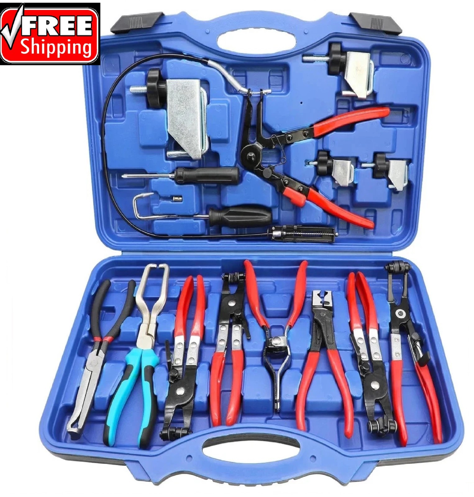 DPTOOL Hose Clamp Pliers Set 15pcs Removal and Installation Red