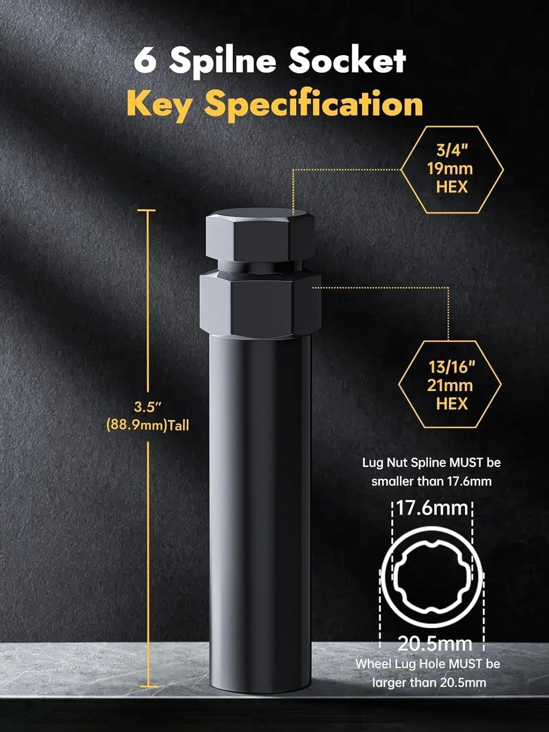 Versatile 6&7 Spline Lug Nut Socket Set – High-Quality Alloy Steel for Easy Use